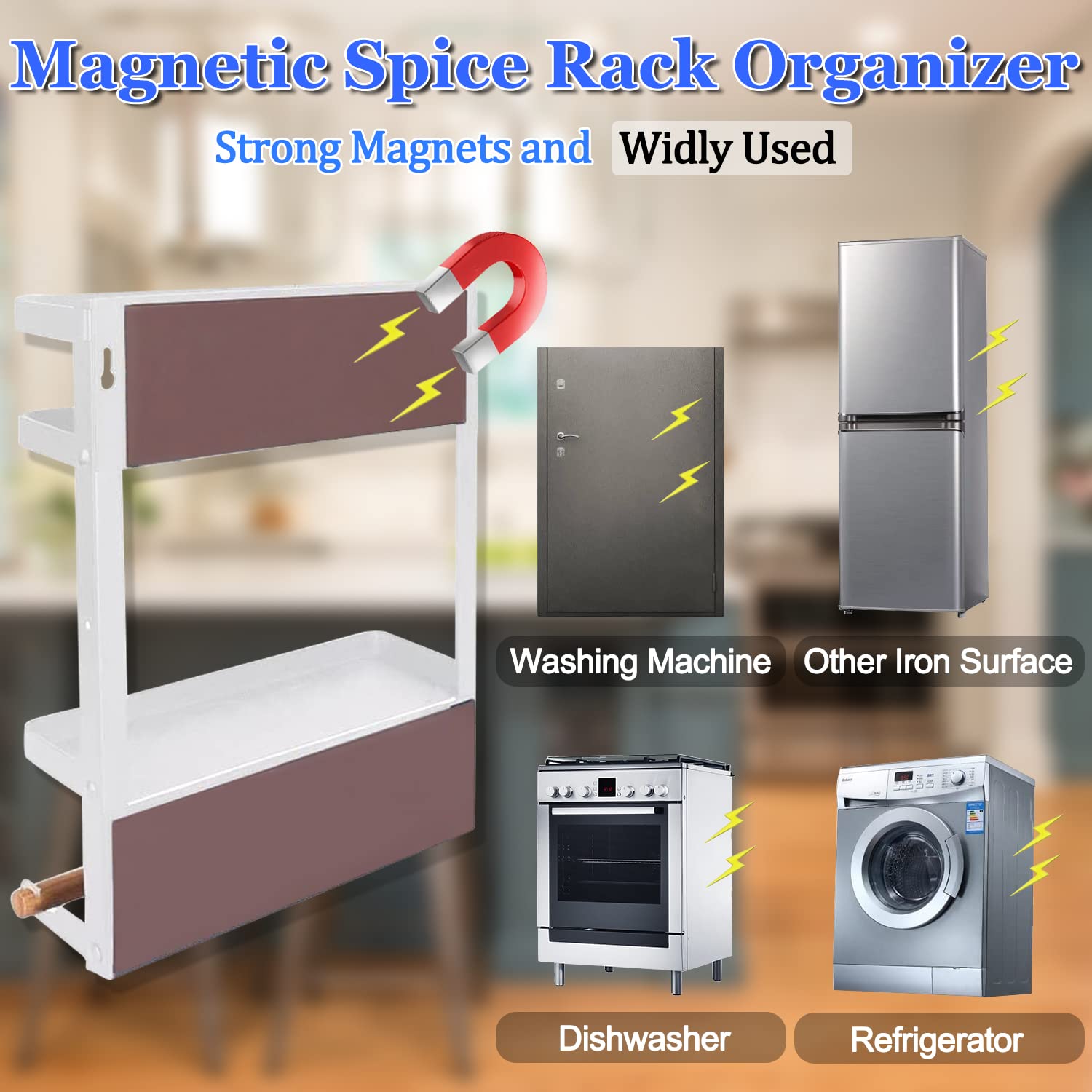 Dr.BeTree Magnetic Paper Towel Holder,Magnetic Spice Rack Magnetic Spice Rack for Refrigerator Magnetic Shelf Fridge Magnet Orga