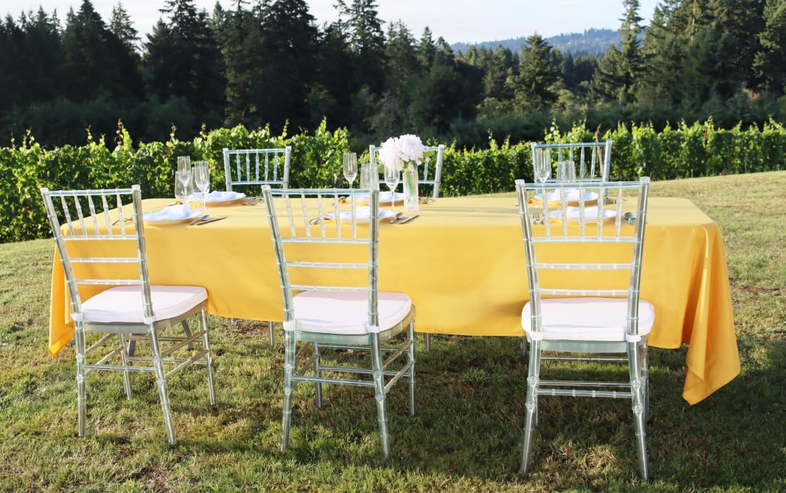 Ltc Linens 10 Pack Rectangle Tablecloths Gold 60 X 126 Inch For 8 Ft Rectangular Banquet Tables With Half-Drop - Stain And Wrink