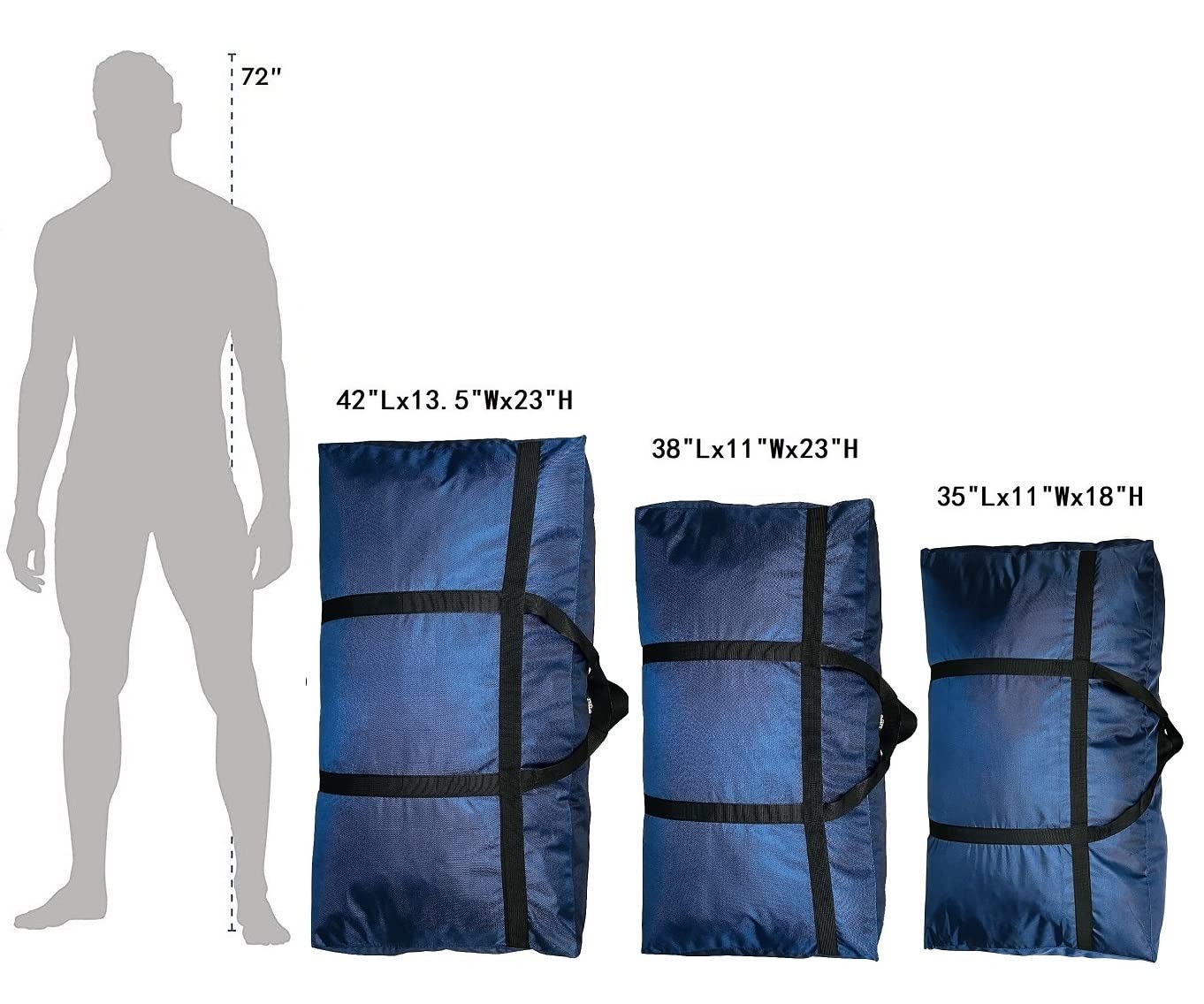 YiKitHom Extra Large Storage Duffle Bag with Zippers and Handles, Heavy Duty Blue Big Long Travel Bag -42x23x13.5Inch