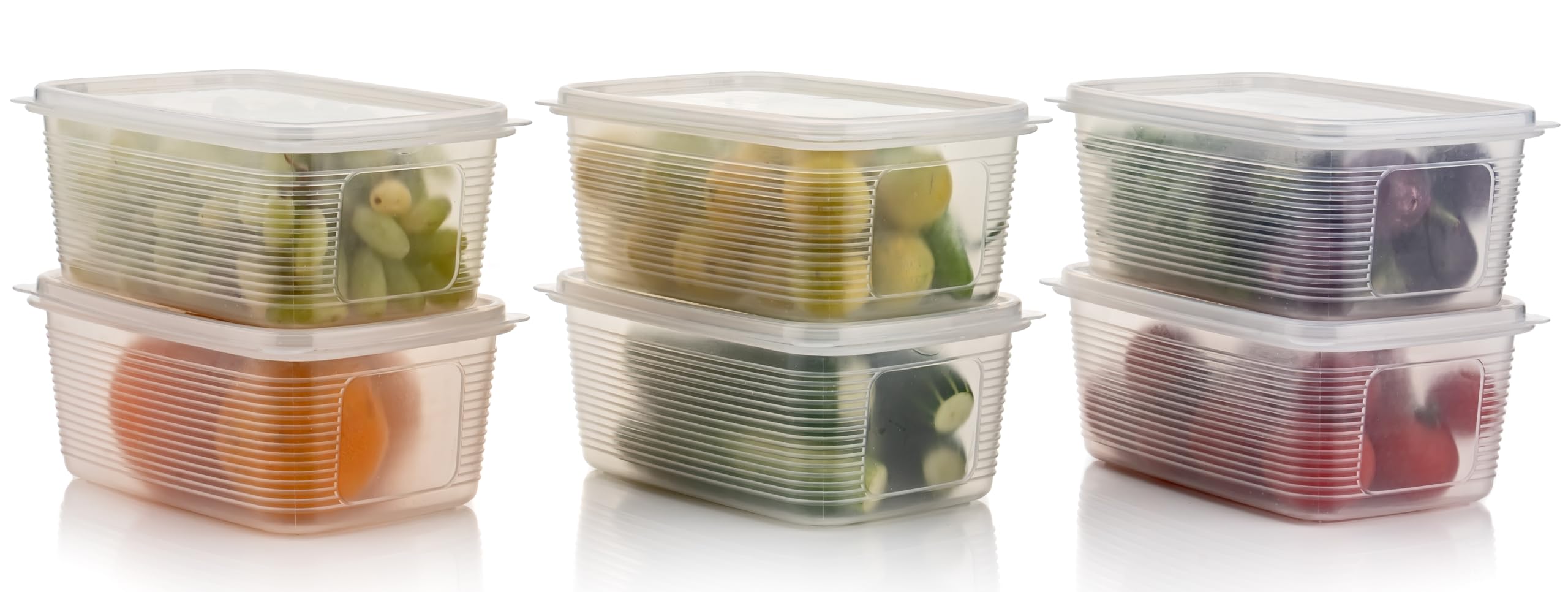 Entisia Plastic Storage Box With Lid  Fridge Storage Containers Set For Vegetables & Fruits  Transparent Kitchen Storage Box S