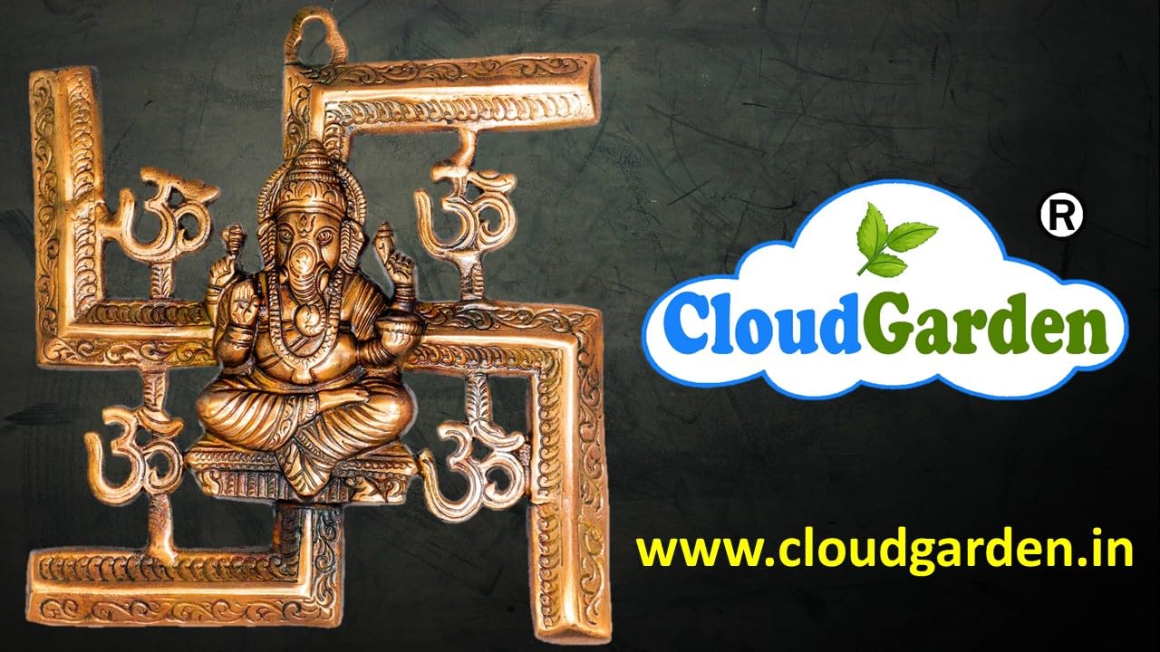 Tsr Home Decorz Metal Om Swasthik Ganesha 10 Inch Size, Wall Hanging Sculpture Decorative For Gifting Housewarming Main Door, En