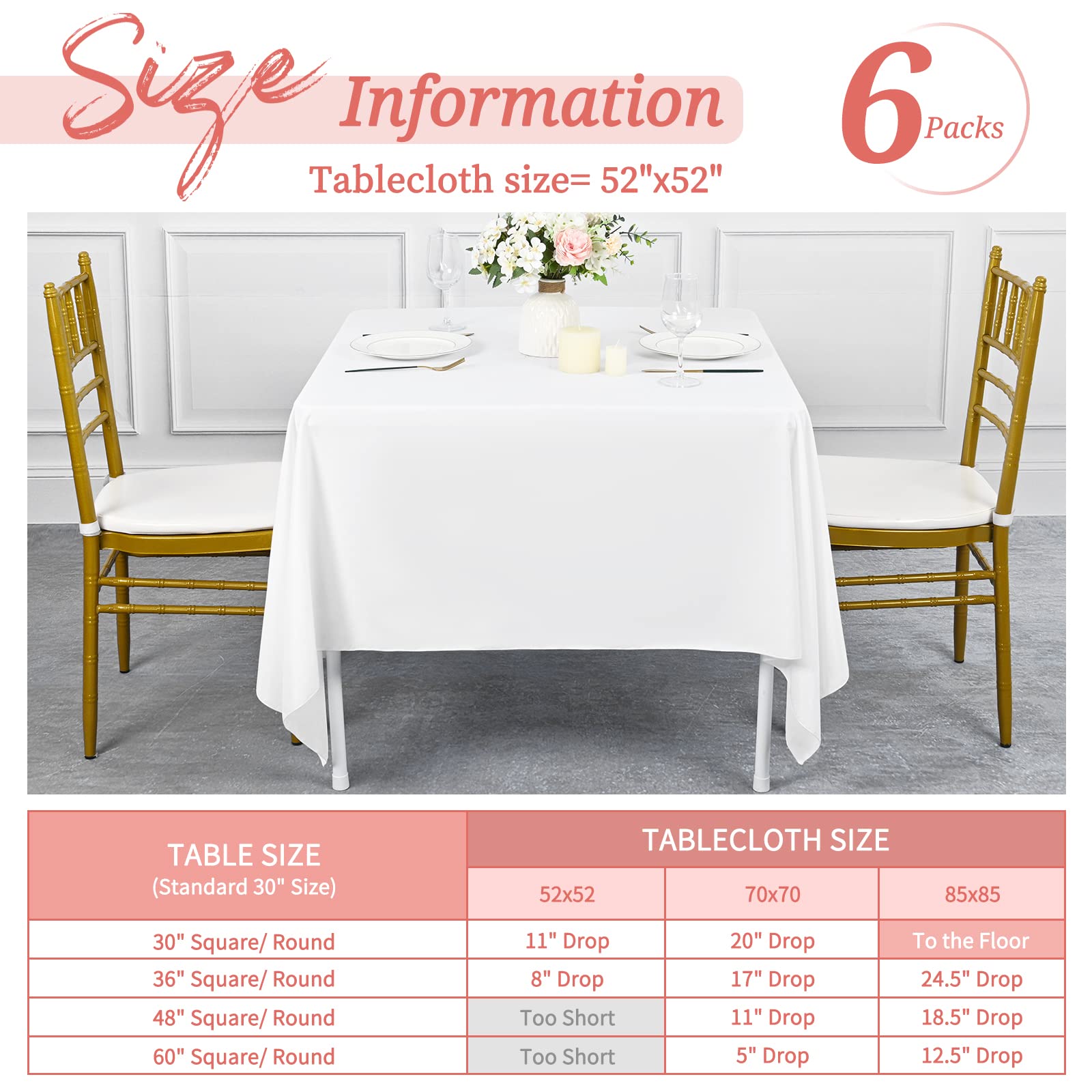 Showgeous 10 Pack Round Tablecloth 60 Inch Polyester Round Table Cloth White Tablecloths for Round Tables Wrinkle Resistant Washable Decorative Fabric Table Covers for Wedding Dining Party Buffet