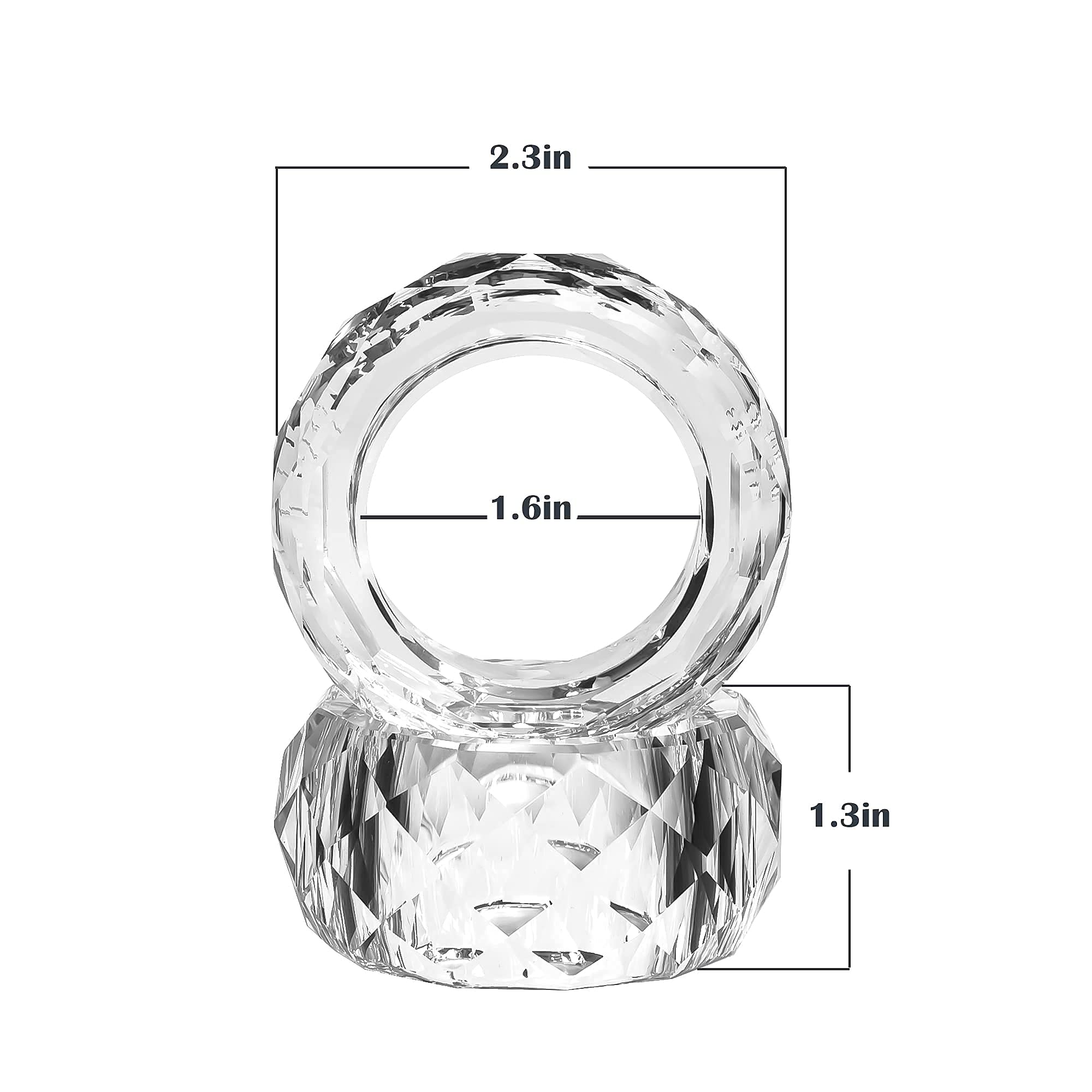 Kitcom Crystal Napkin Ring Holders Set Of 8, K9 Luxury Crystal Napkin Holder Rings, Diamond-Shaped Design, Napkin Buckles For Ho