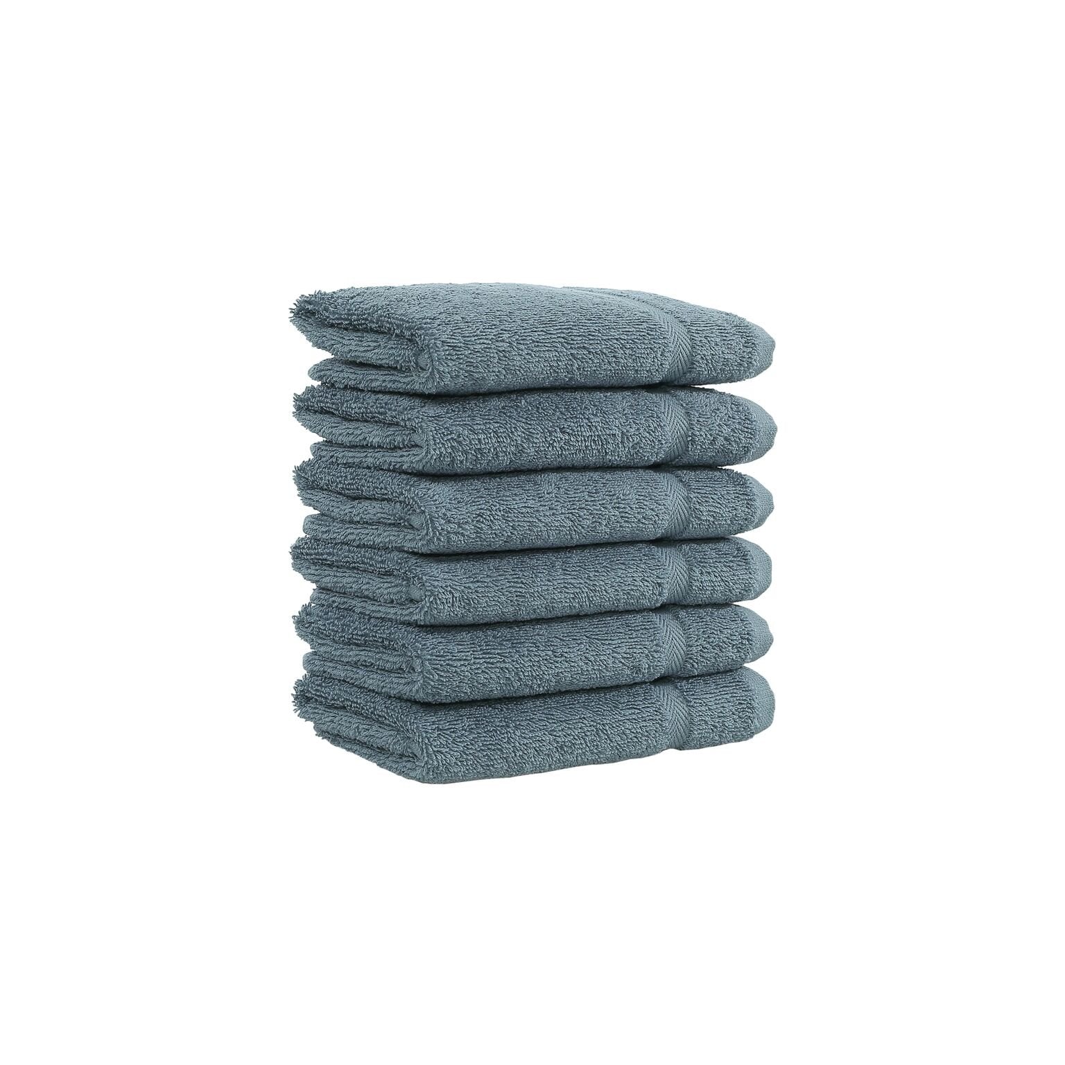 Linum Home Textiles 100% Turkish Cotton Denzi Washcloths, Set Of 6, Light Blue