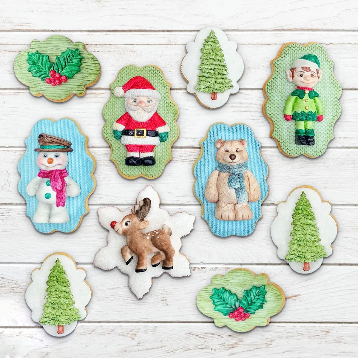 Zhuojie Santa Series Reindeer & Elf & Polar Bear Silicone Mold Fondant Cake Decor Tool Gumpaste Sugarcraft Chocolate Forms Bakew