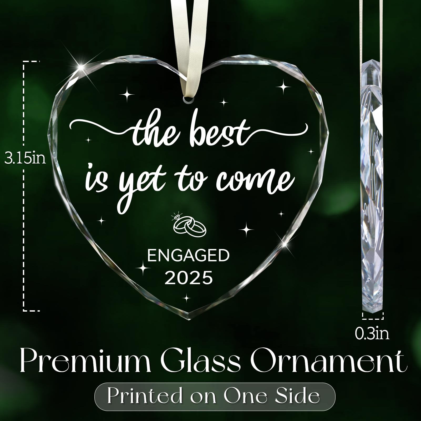 Miucat Glass Engagement Gifts for Couples 2026, Engaged 2025 Ornament, Perfect for Newly Engaged & Bride to Be