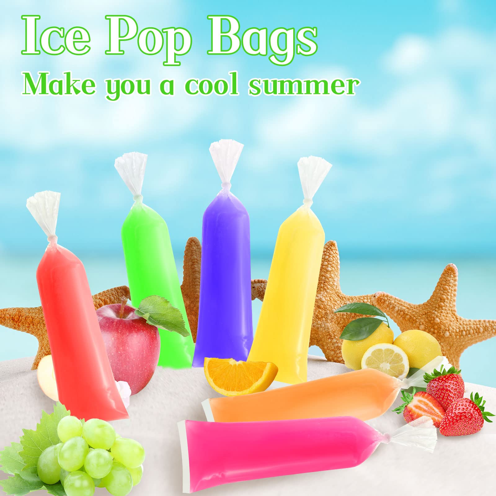 600 Pcs Disposable Ice Lolly Bags Ice Lolly Mold Bags Plastic Ice Cream Bags With Silicone Foldable Funnel For Making Ice Candy,