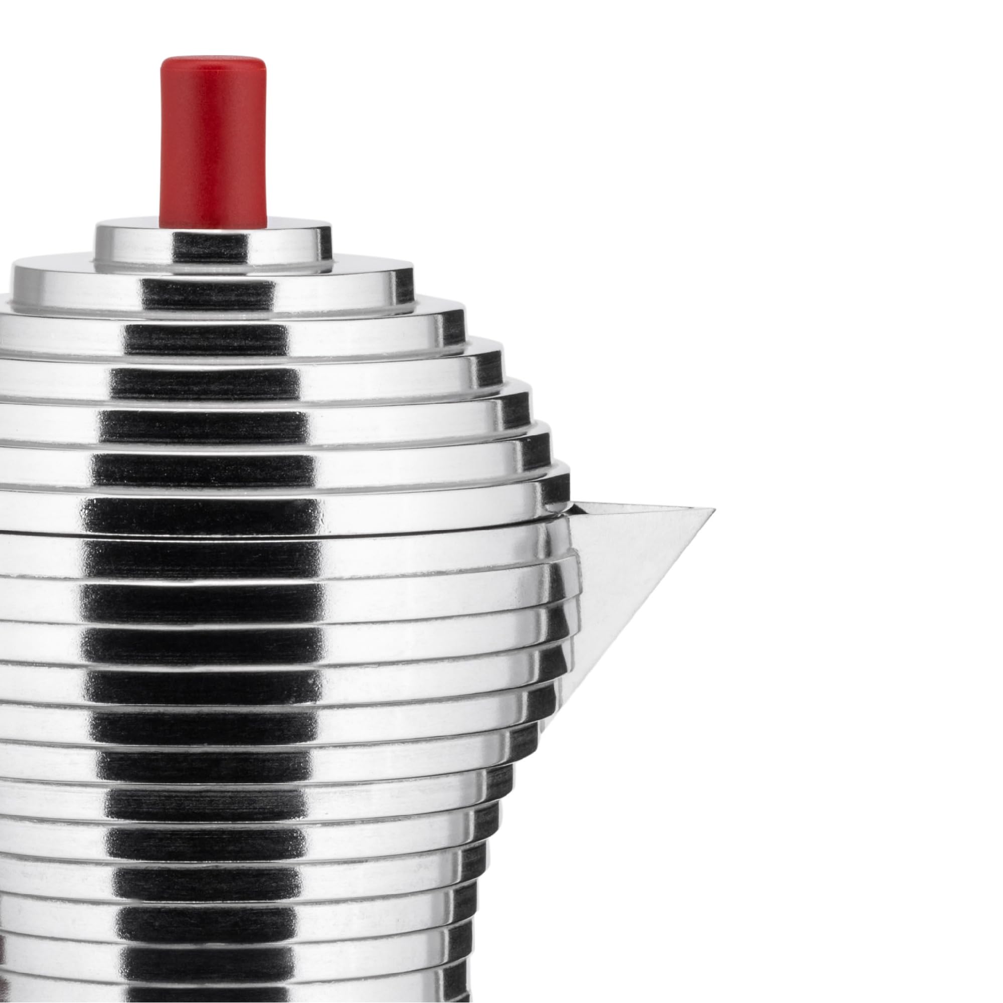 Alessi Mdl02/3 R Pulcina Stove Top Espresso 3 Cup Coffee Maker In Aluminum Casting Handle And Knob In Pa, Red