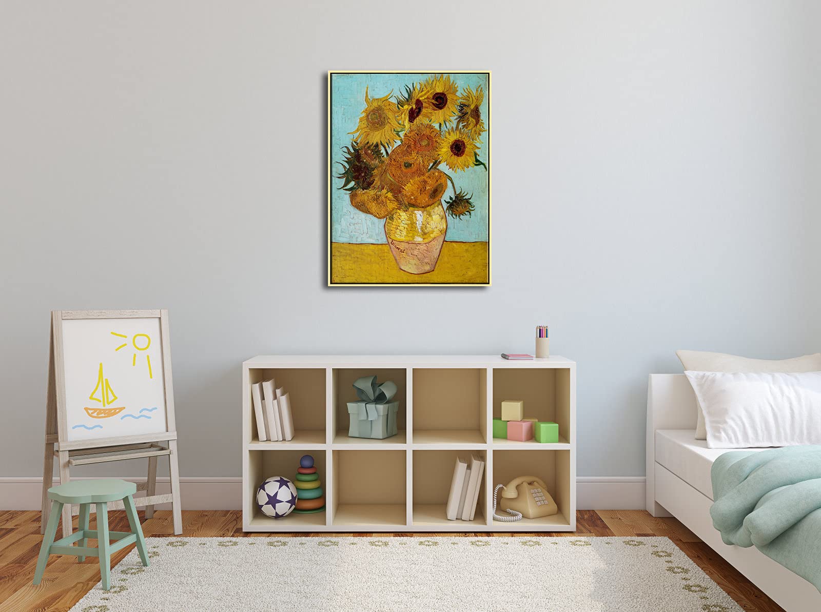 Wieco Art Framed Art Sunflower Large Canvas Prints Wall Art By Vincent Van Gogh Oil Paintings Framed Canvas Wall Art For Living