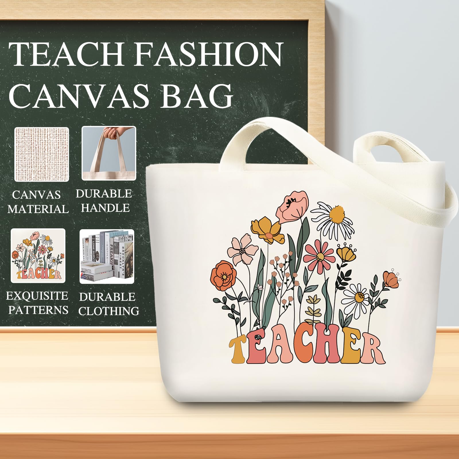 DHQH Teacher Appreciation Gift Set: 20oz Insulated Tumbler & Canvas Tote Bag Box for Women Educators -Birthday, Thank You, Holid