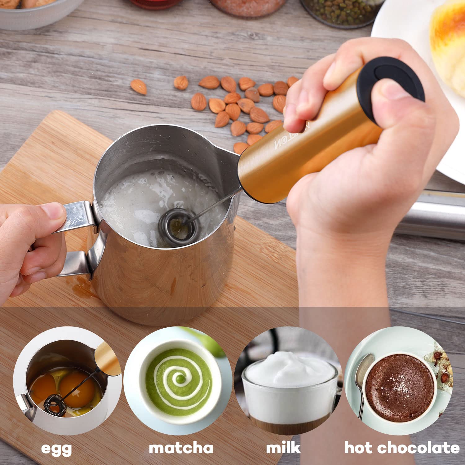 Rechargeable Electric Milk Frother Handheld,2-Speed Travel Frother With Tube Case, Milk Foamer Coffee Frother For Latte, Cappucc