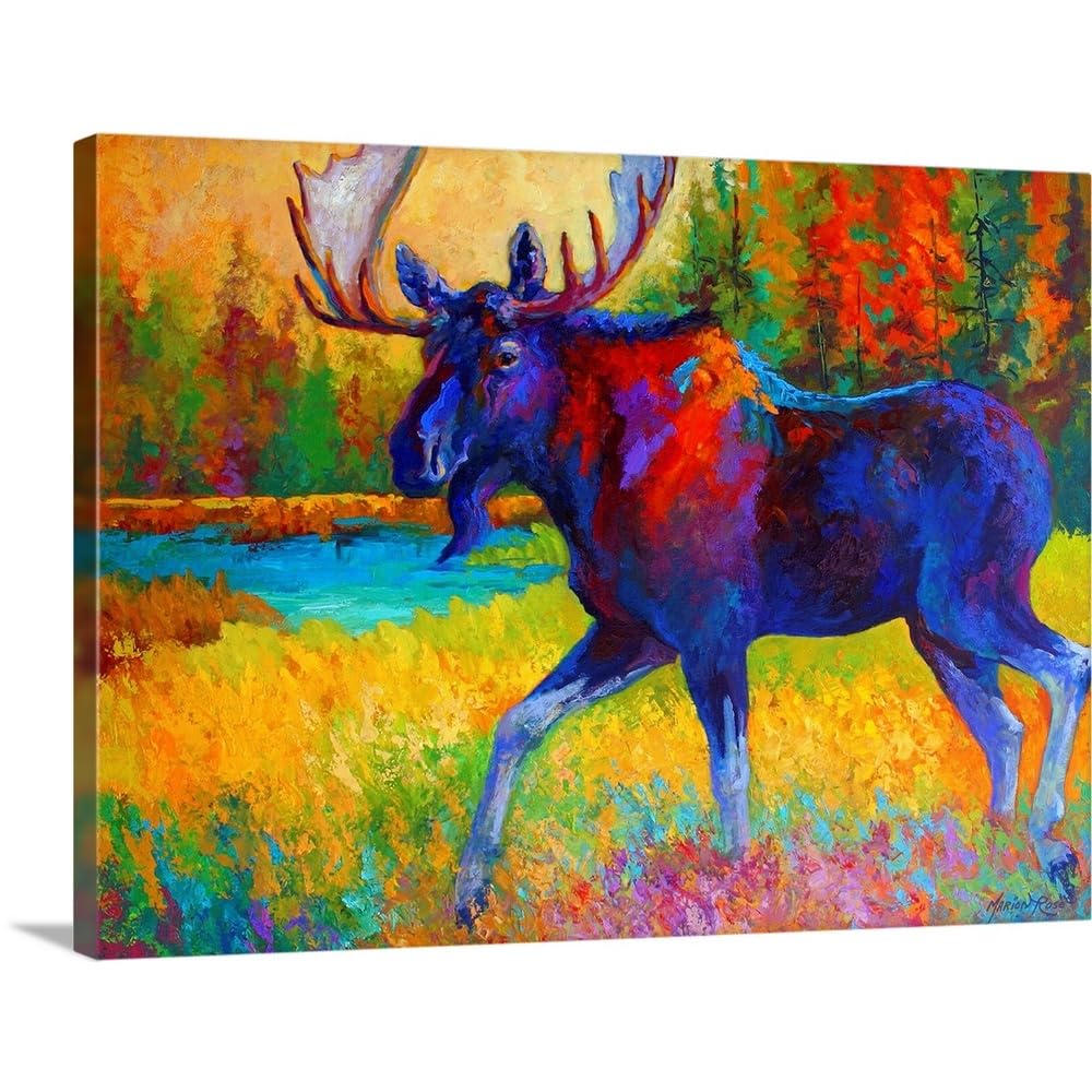Canvas On Demand Majestic Moose Canvas Wall Art Print By Marion Rose, Home Decor, Wildlife Artwork, 48''X36''
