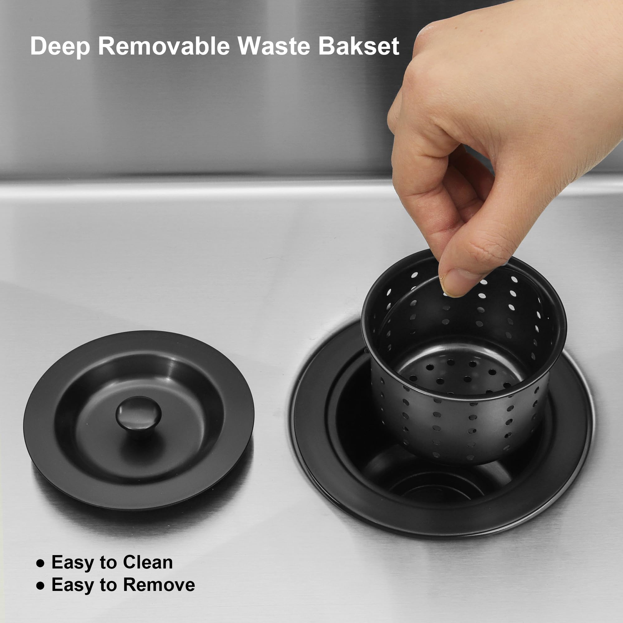 Lqs Kitchen Sink Drain Assembly, Kitchen Sink Strainer And Stopper With Deep Removable Waste Basket, Sink Basket Strainer With D