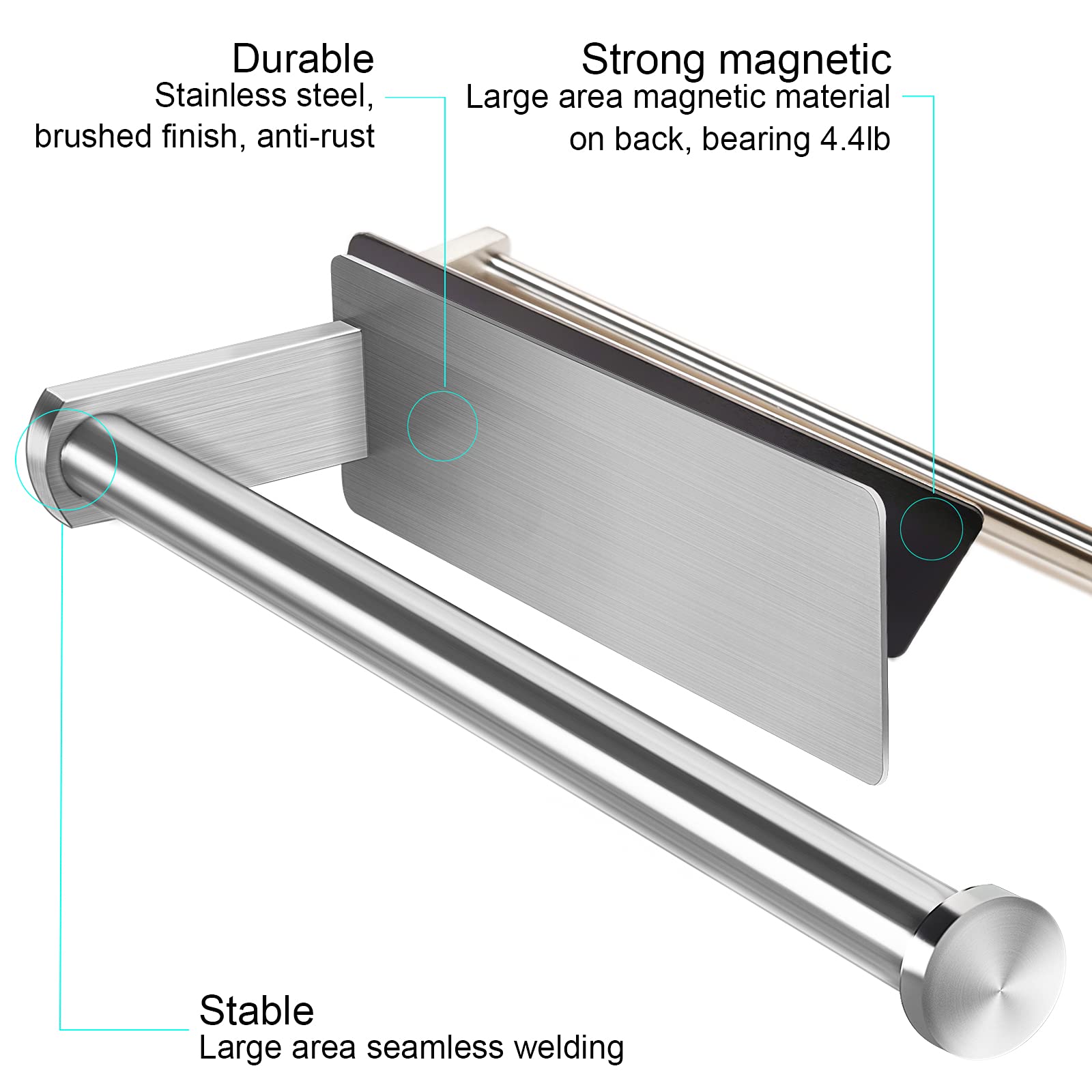 Paper Towel Holders Magnetic Steel Brushed Towel Roll Holders With Strong Magnetic Backing - Fit For Large Paper Towels-For Kitc