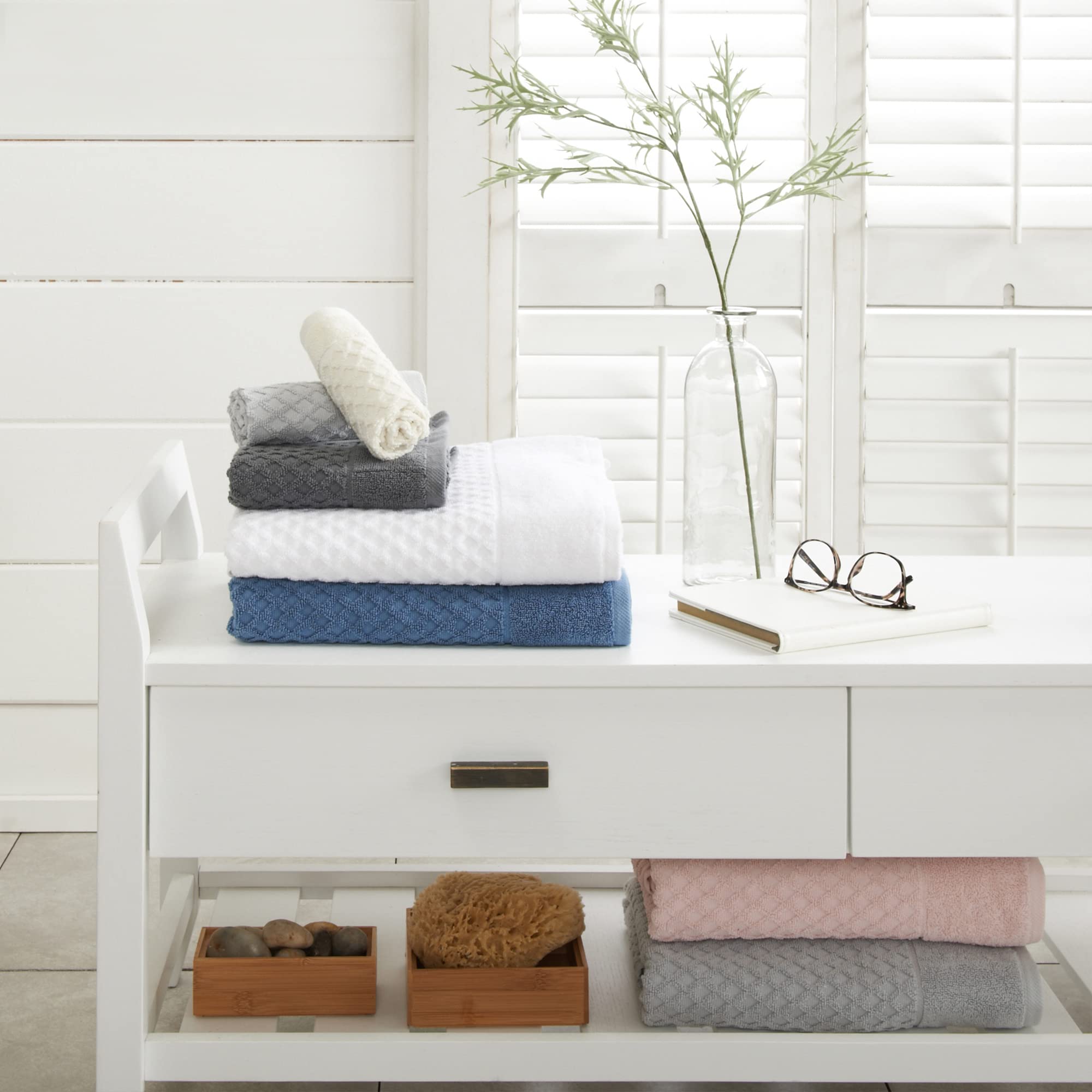 Great Bay Home 100% Cotton Marigold Hand Towels  6 Soft Bathroom Hand Towels  Highly Absorbent, Quick Dry Bath Towels  Grayson C