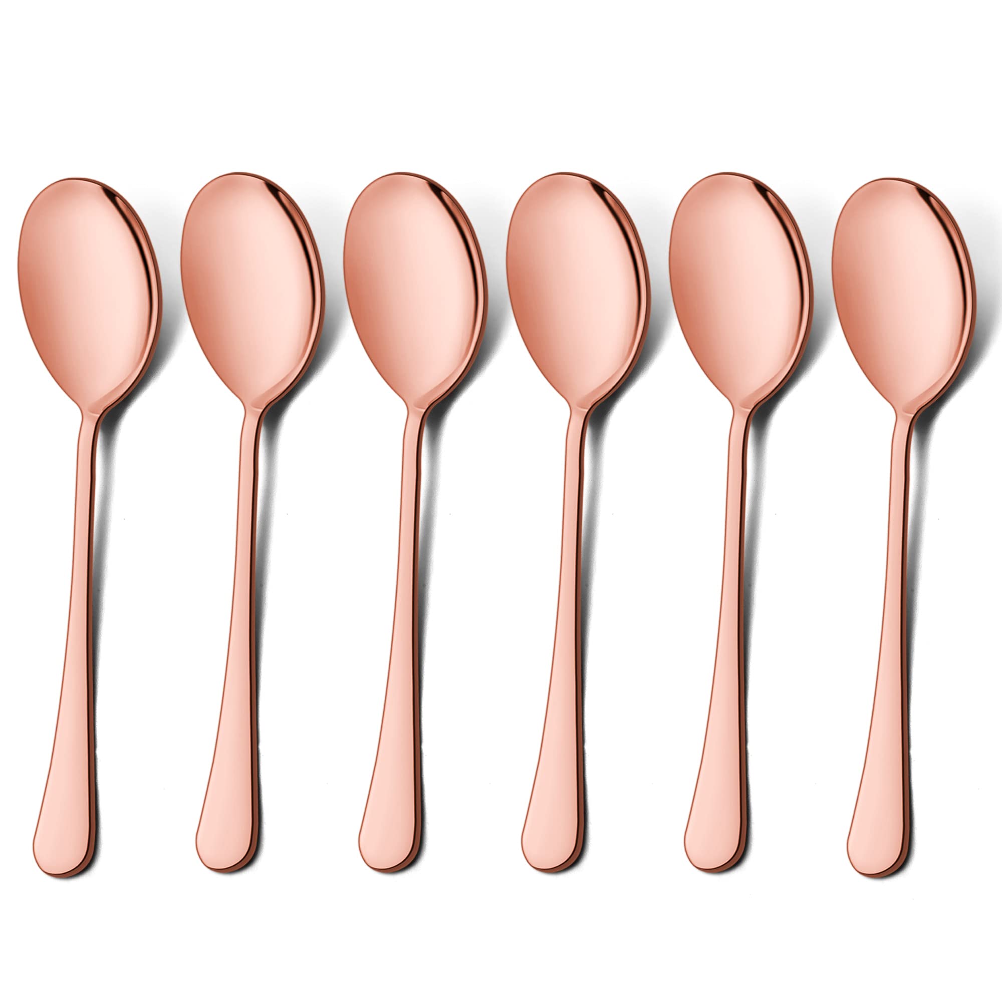 Lianyu Black Serving Spoons Set Of 6, 9.8 Inch Stainless Steel Large Dinner Buffet Catering Banquet Serving Spoons, Mirror Finis