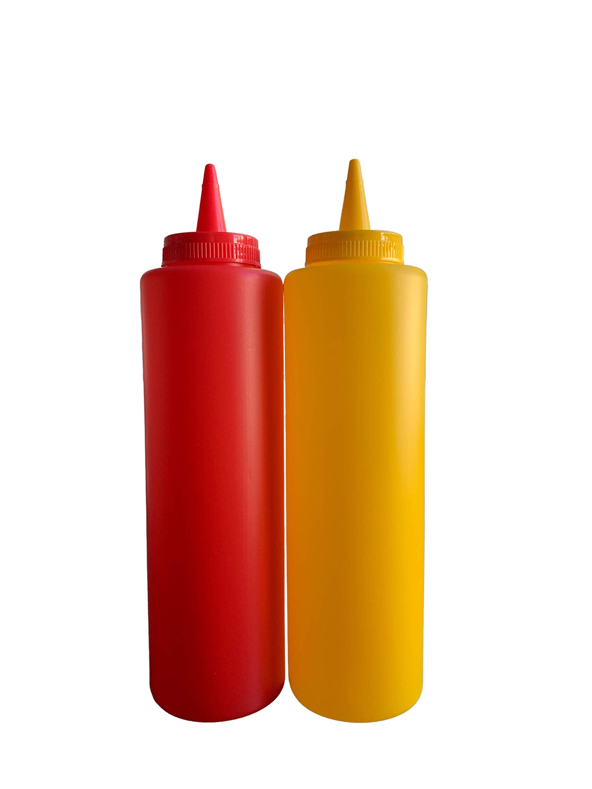 Ketchup and Mustard Squeeze Bottle Dispenser Set 12-Ounce Each For BBQ, Picnics and Home Use