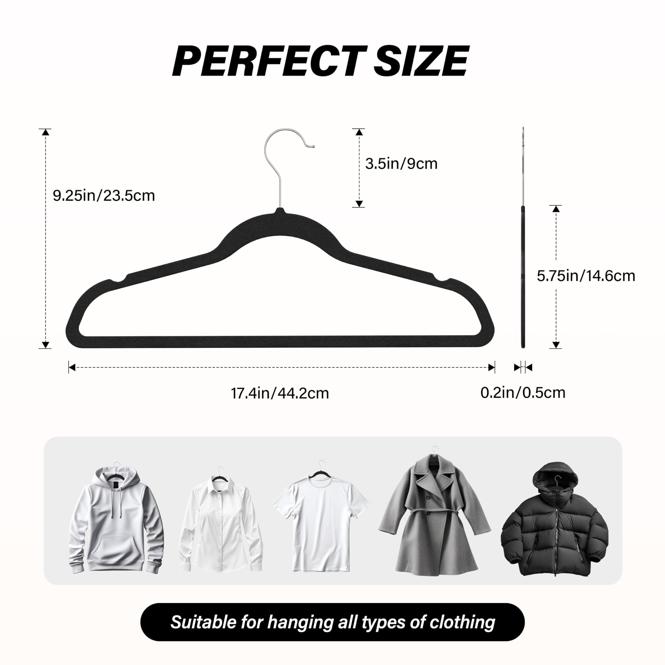Simple Deluxe 50 Pack Non-Slip Velvet Hangers, 360 Swivel Hooks, Clothes Hangers With Shoulder Notches, Heavy Duty Coat Suit Han