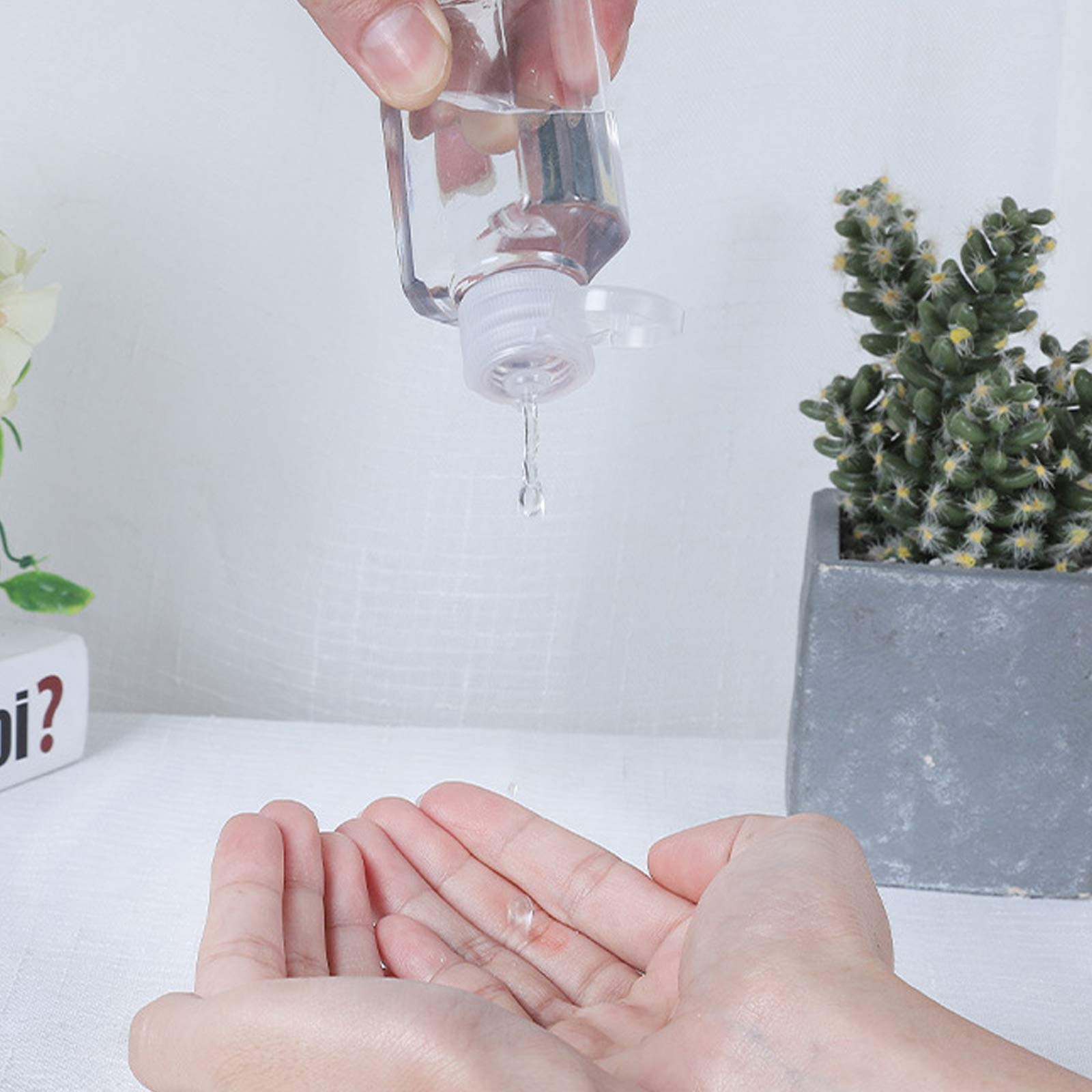 Vankcp 50 Pieces Empty Bottles With Flip Cap, 2 Oz Portable Travel Bottle Refillable Cosmetic Bottle Clear Reusable Travel Bottl