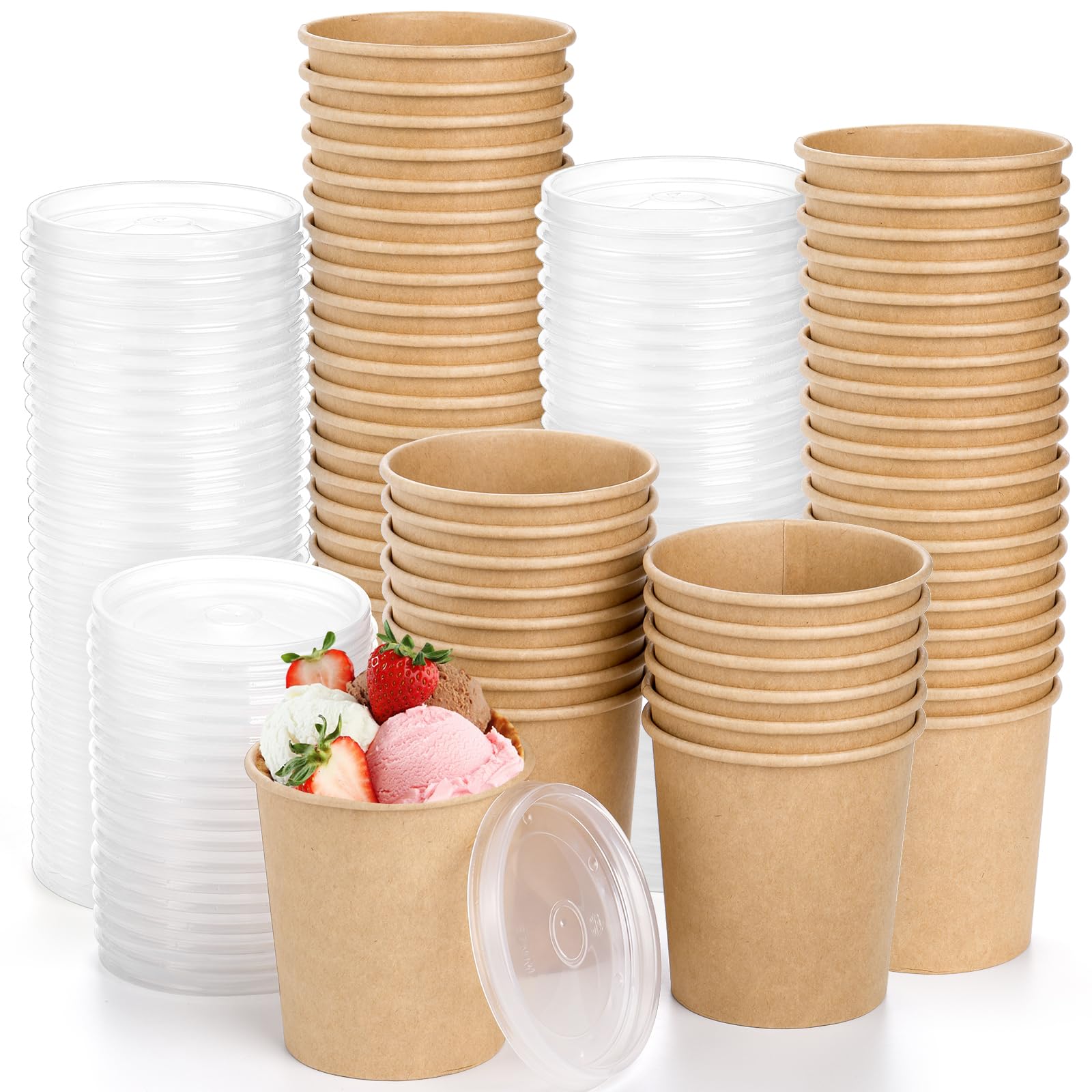 FISDEN 80 Pack Paper Soup Containers with Lids, 16 Oz