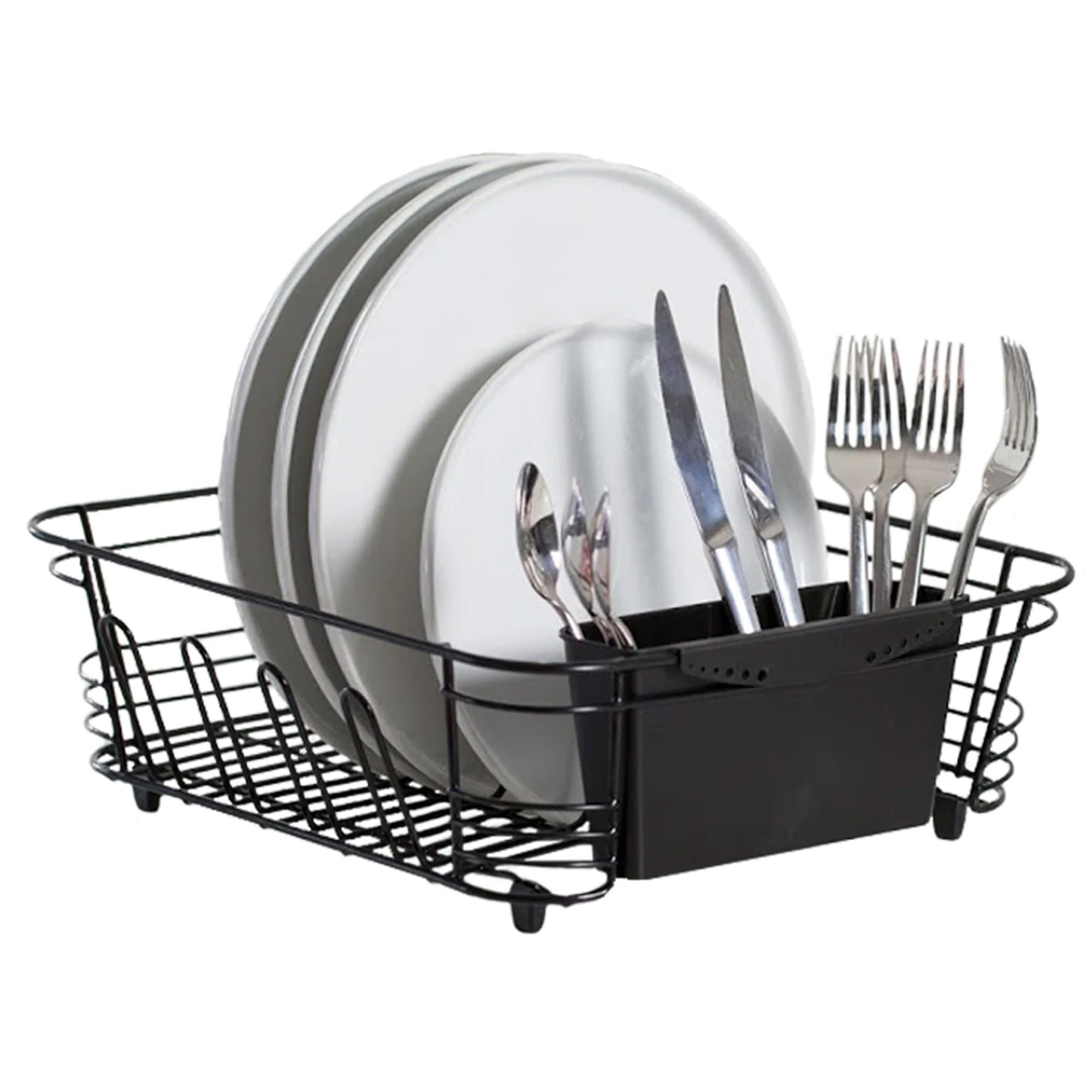 Better Houseware Compact Dish Drying Rack Space-Saving Dish Rack For Kitchen Counter Stainless Steel 2 Piece Set With Cutlery Ho