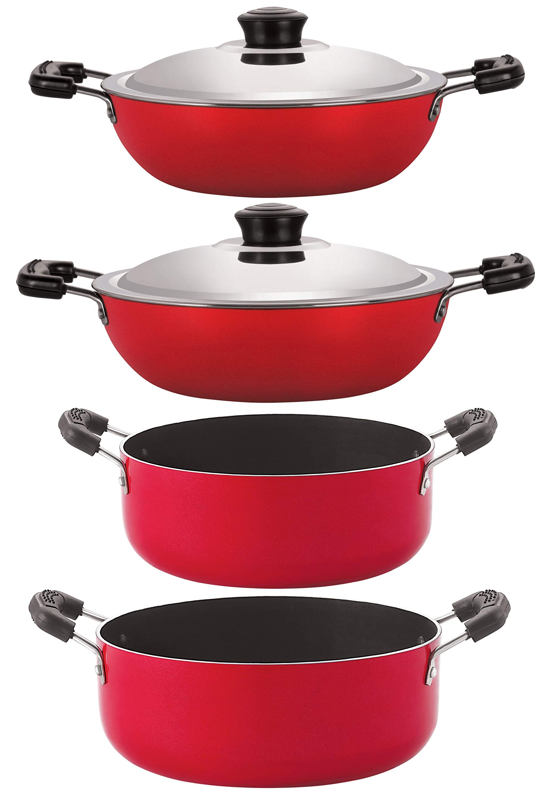 Nirlon Non Stick Coated Dishwasher Safe Aluminium Kitchen Utencils Gift Set Of 4Pcs (Dkd(B)_Dkd(J)_Cs26_Cs24)