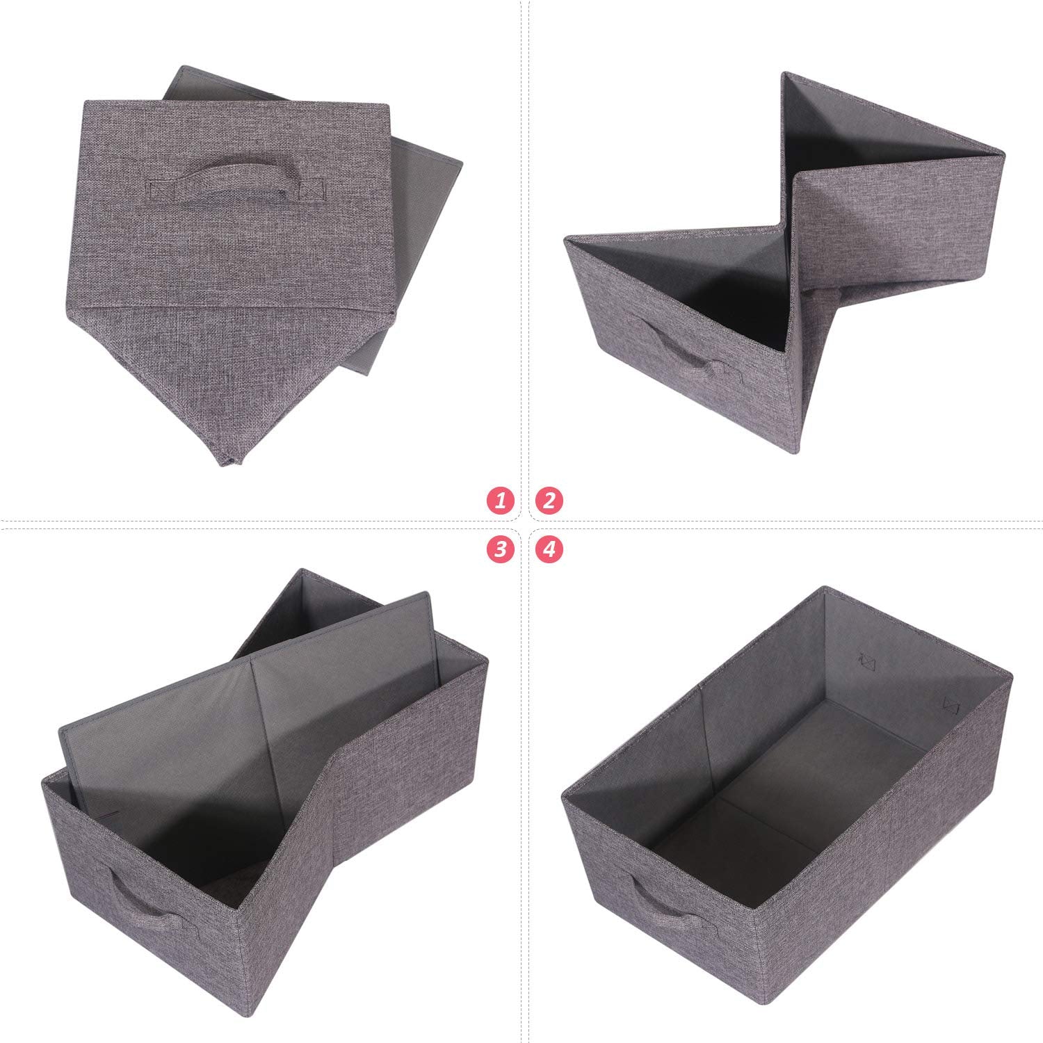 Tenabort Set Of 3 Closet Organizer Bins With Handle, Fabric Foldable Storage Baskets Cloth Box Containers For Shelves Home Offic