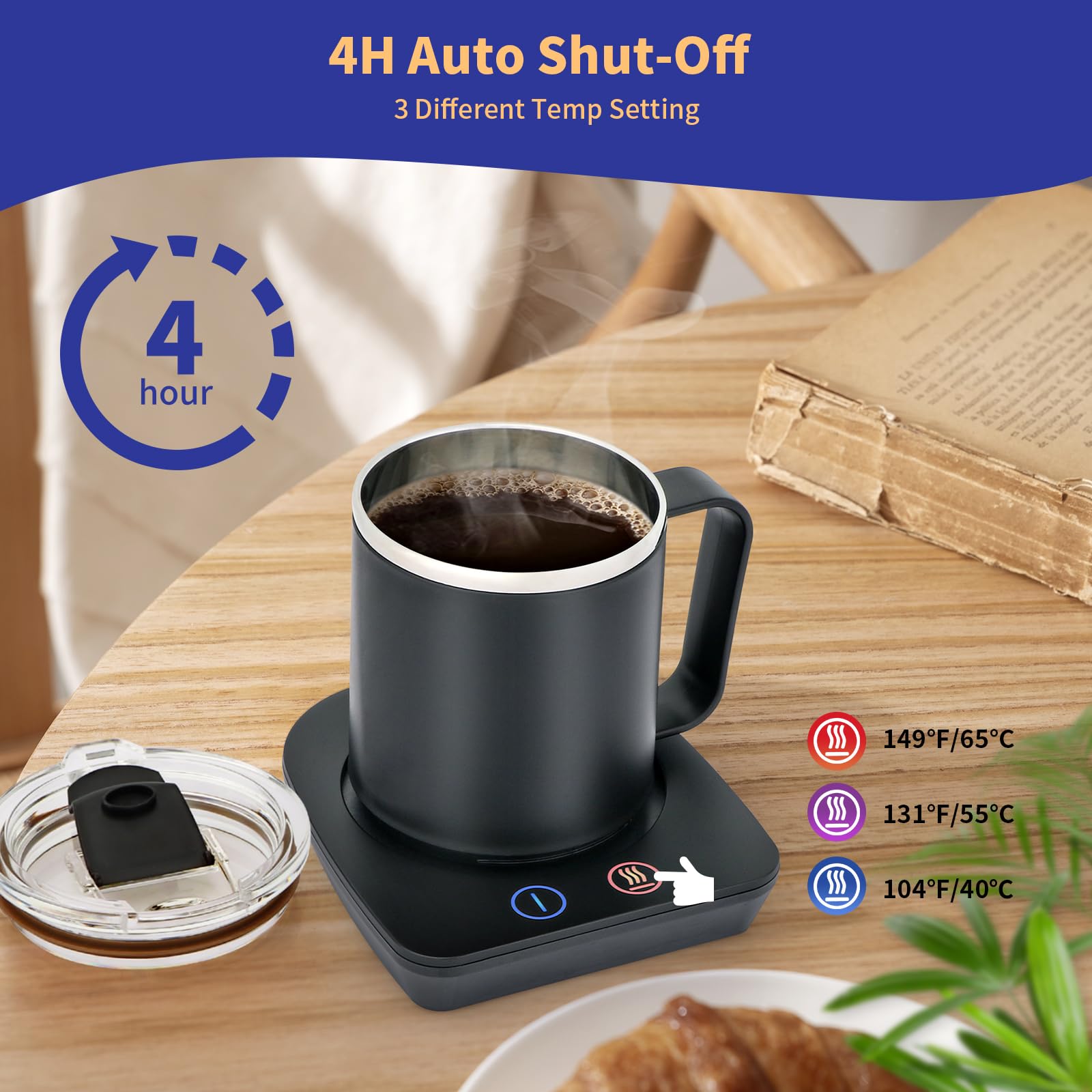 Vobaga Coffee Mug Warmer With 15Oz Mug Set, Electric Coffee Cup Warmer With Three Temperature Settings For Home Office Desk, Sma