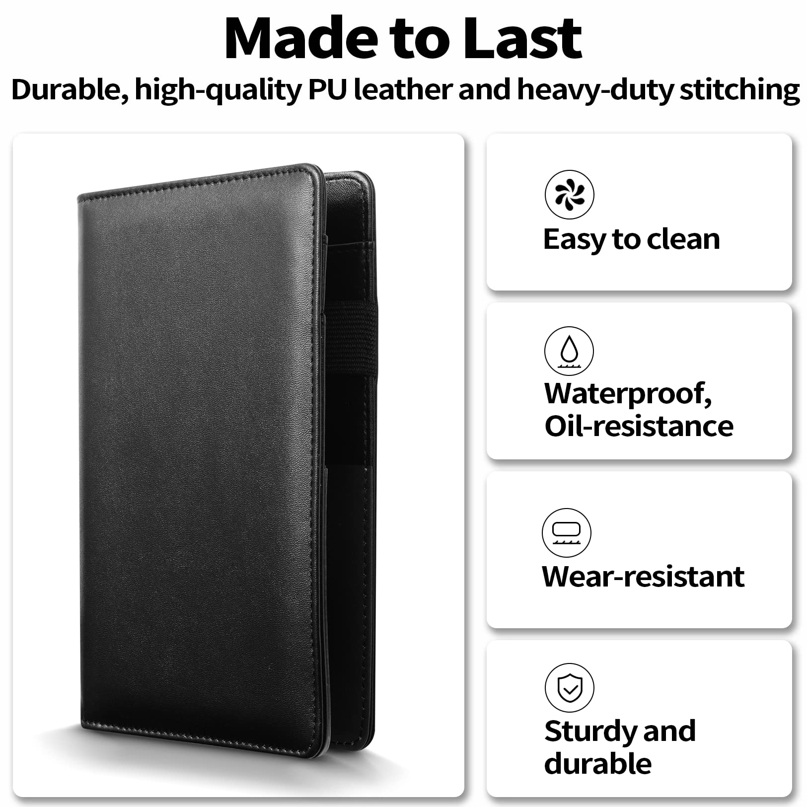 Server Book with 2 Zipper Pockets  Leather Server Books for Waitress  Waiter Book  Durable Waitress Book with Money Pocket and Zipper  Waiter Wallet Server Booklet Fit Server Apron (Grass Green)