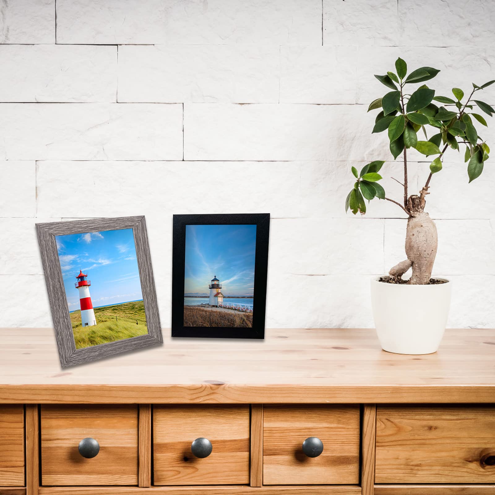 6x8 Picture Frames Set of 8, Rustic Picture Frames Multi Wood-Color,Vertical and Horizontal Formats for Wall Hanging and Tableto