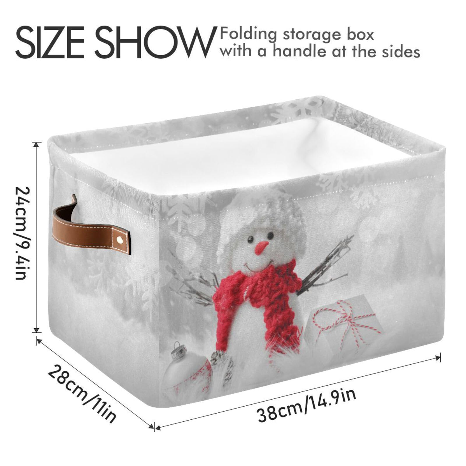Senya Christmas Basket, Snowman In Winter Foldable Fabric Collapsible Storage Bins Organizer Bag For Storage Clothes