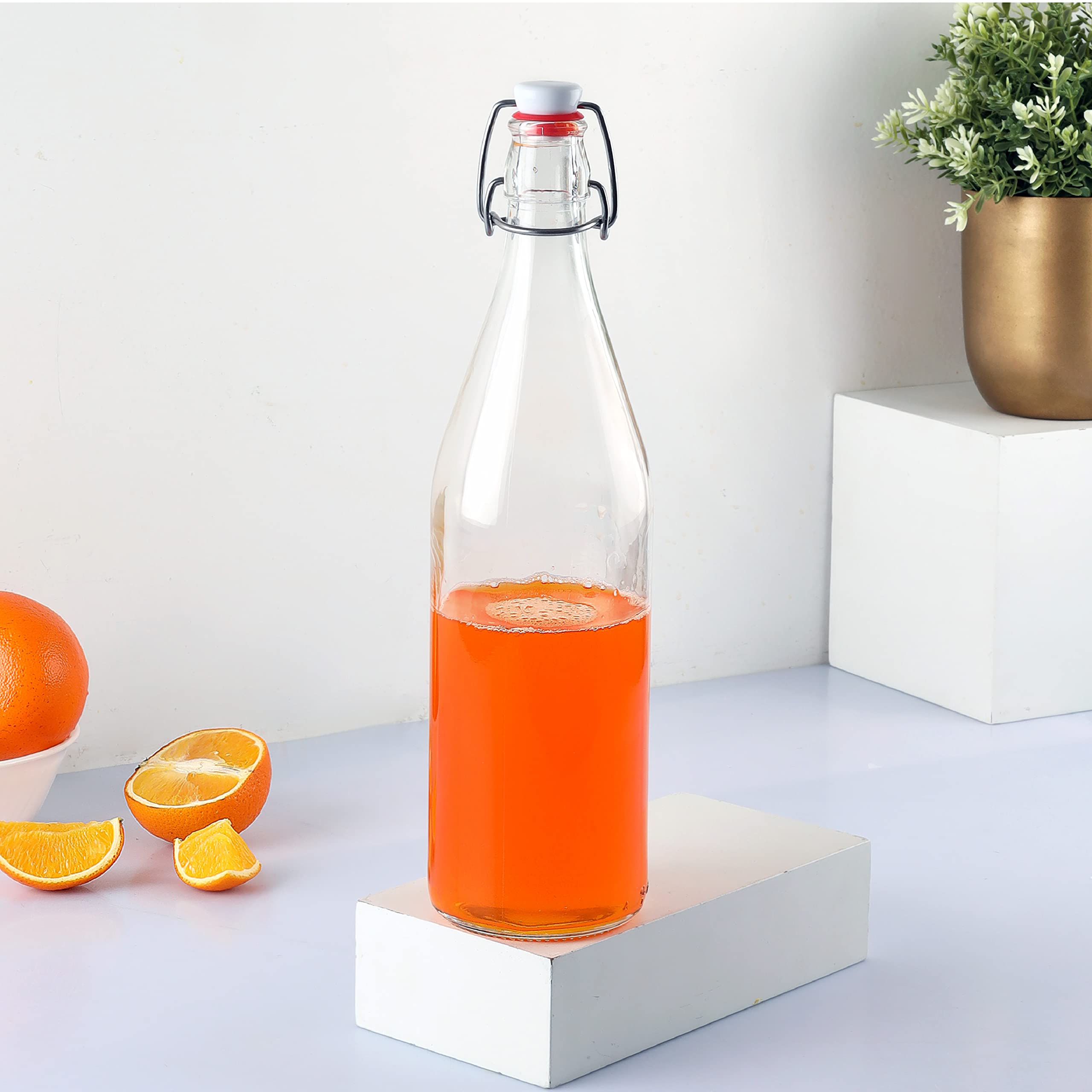 CELLO Aquaria Glass Water Bottle | Freezer Safe & Leakproof Flip Cap | Stylish & Unique Design | Durable & Scratch Proof | 1000m