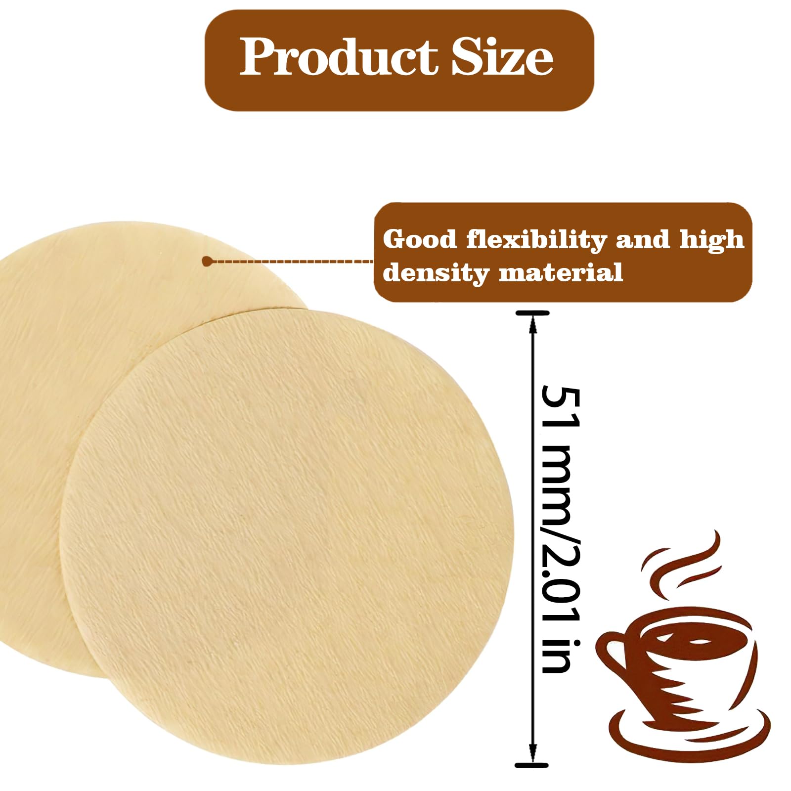 800 Count Espresso Coffee Filters, 51 Mm Unbleached Round Coffee Paper Filter For Espresso Machine, Disposable Coffee Filter Com