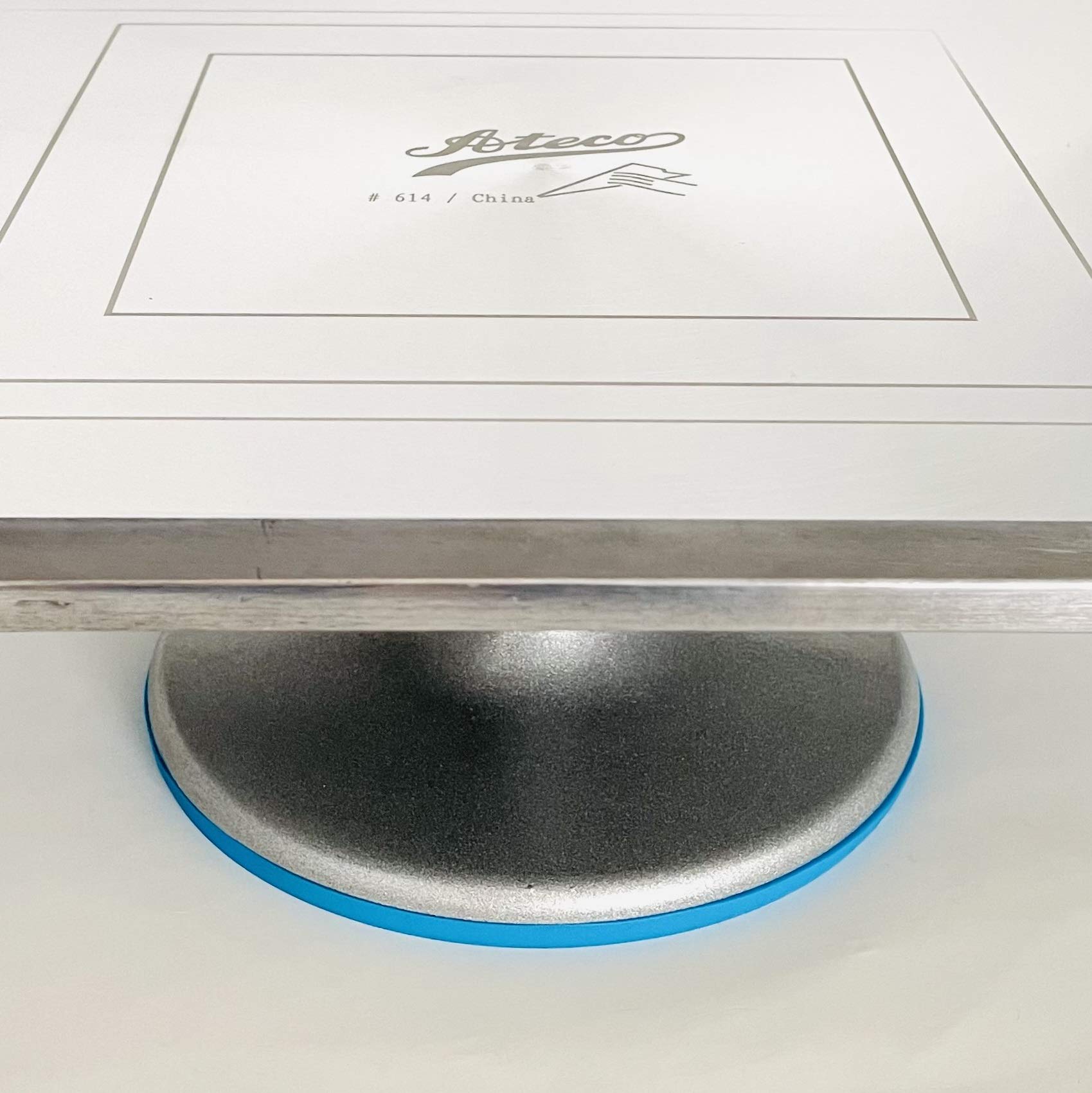 Ateco Revolving Cake Decorating Stand, 614 Rectangle, Aluminum Base, White