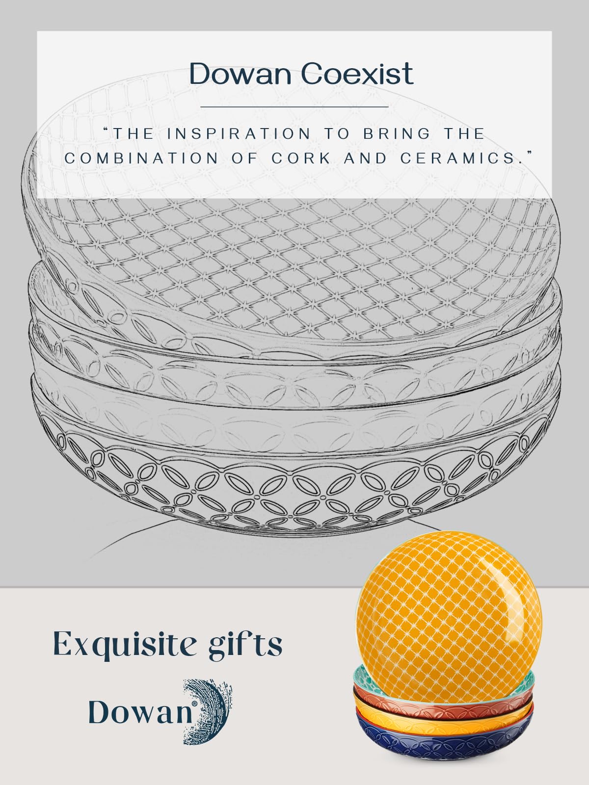 Dowan Pasta Bowls, 35 Oz Large Salad Bowls, 8.5'' Serving Bowls Porcelain Prep Plates Bowls Set Of 4, Wide And Shallow Bowls For