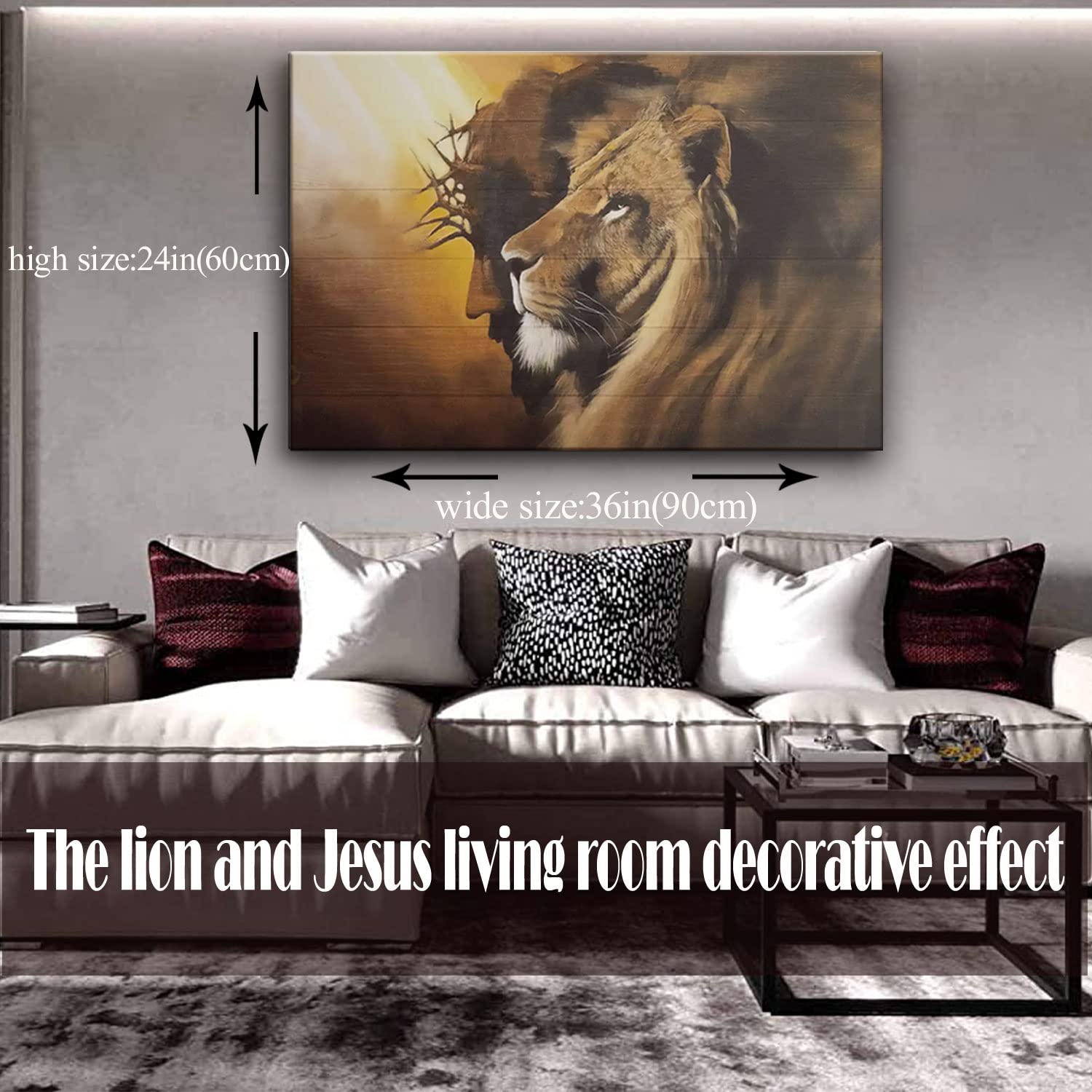 Framed Jesus And Lion Canvas Wall Art Decor Picture Of Christians God Judas Inspiring Prints Painting Artwork For Living Room Be