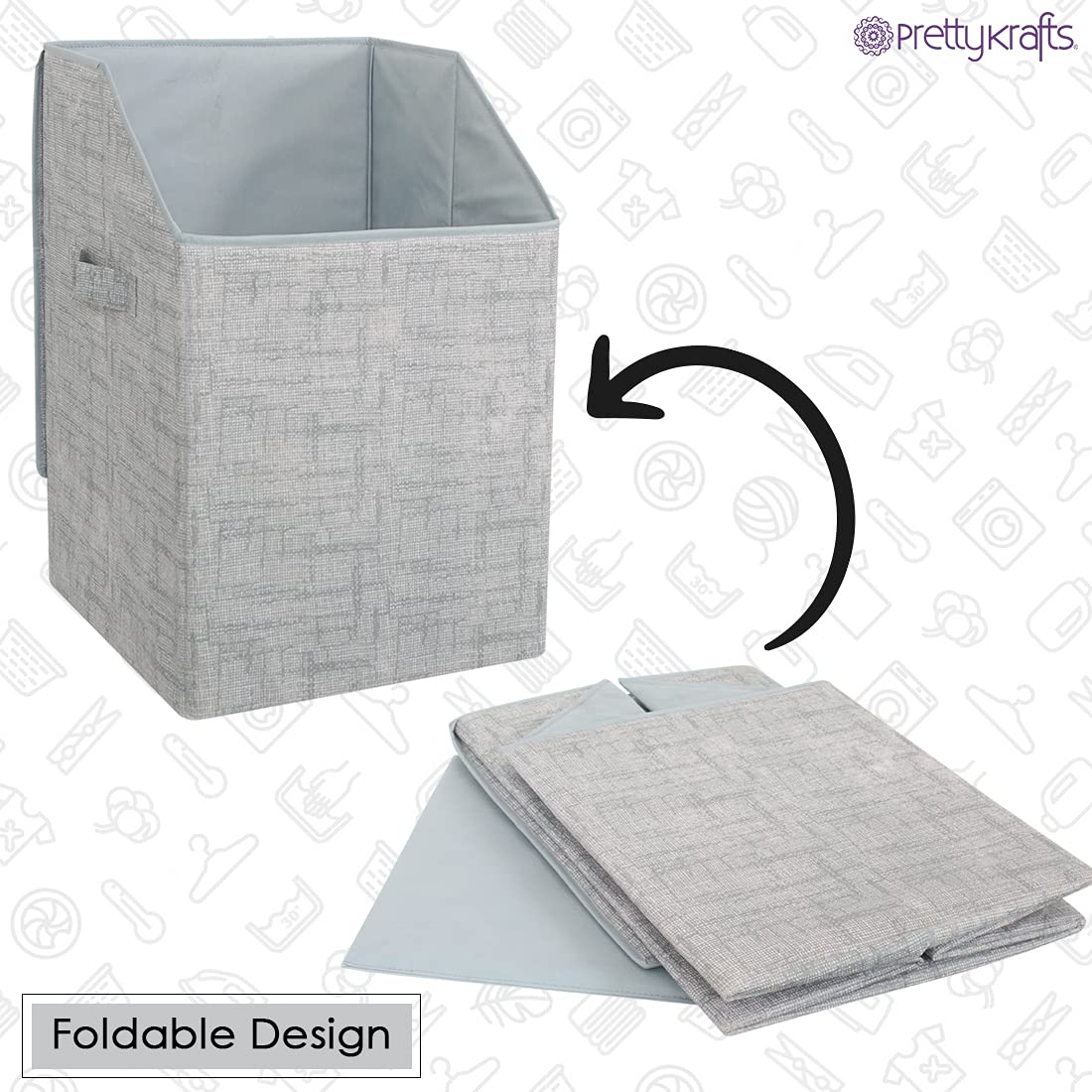 Prettykrafts 75 Ltr Laundry Basket For Clothes With Lid | Laundry Bag Foldable | Laundry Bag For Clothes | Clothes Basket | Bask