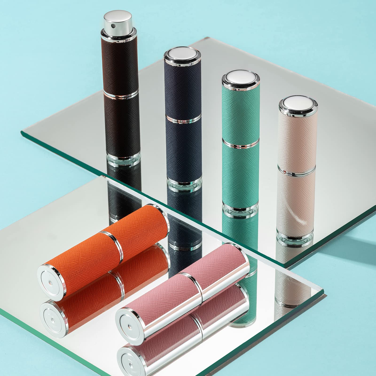 owlyee 8ML Perfume Atomizer, Empty Leather Cologne Spray Bottle, Mini Perfume Sprayer Dispenser for Travel (1PCS, Orange)