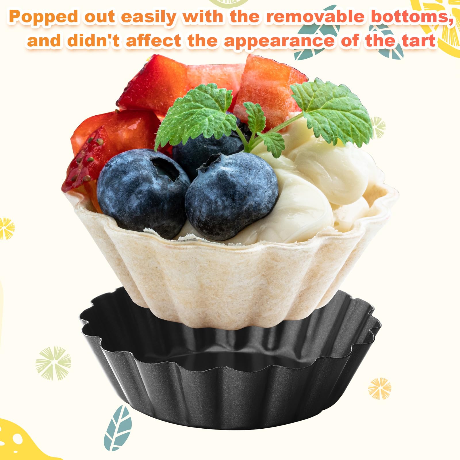 Gejoy 32 Pcs Egg Tart Molds 3'' Mini Tart Pan Mini Pie Pans With Removable Bottom Carbon Steel Reusable Quiche Bakeware Cupcake