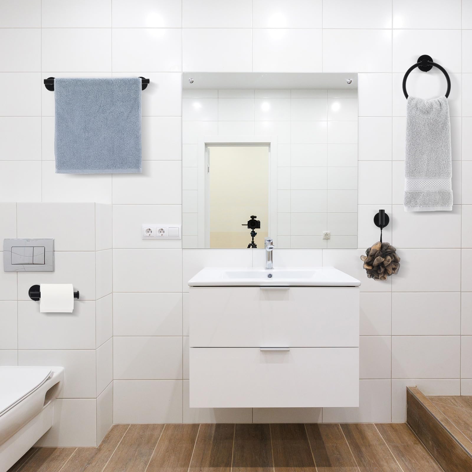 Gisafai 25 Pcs Bathroom Hardware Set, 23.6 Inch Brushed Towel Bar Ring Toilet Paper Holder Robe Towel Hook, Sus304 Stainless Ste