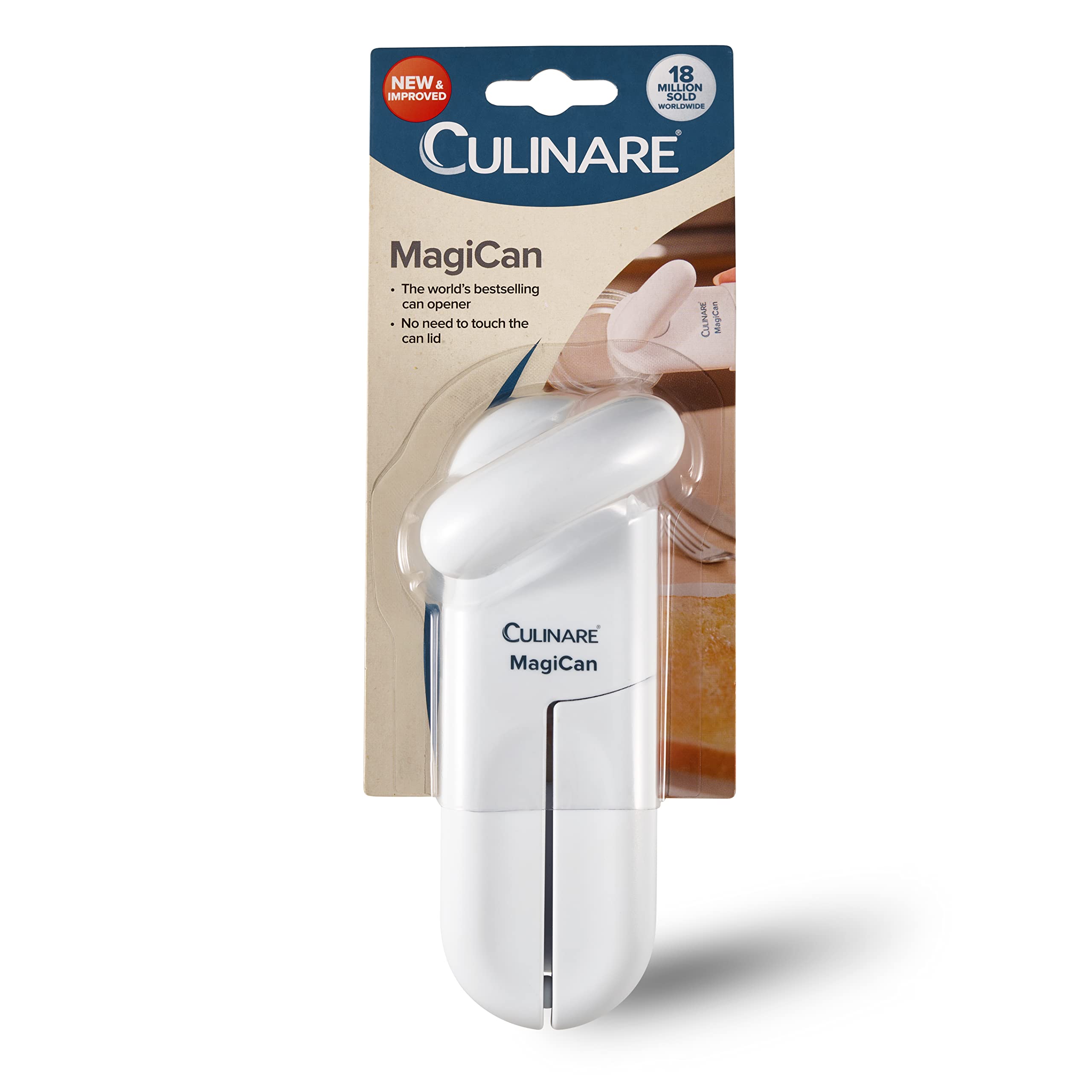 culinare c10015 Magican Tin Opener  White  PlasticStainless Steel  Manual can Opener  comfortable Handle For Safety and Ease