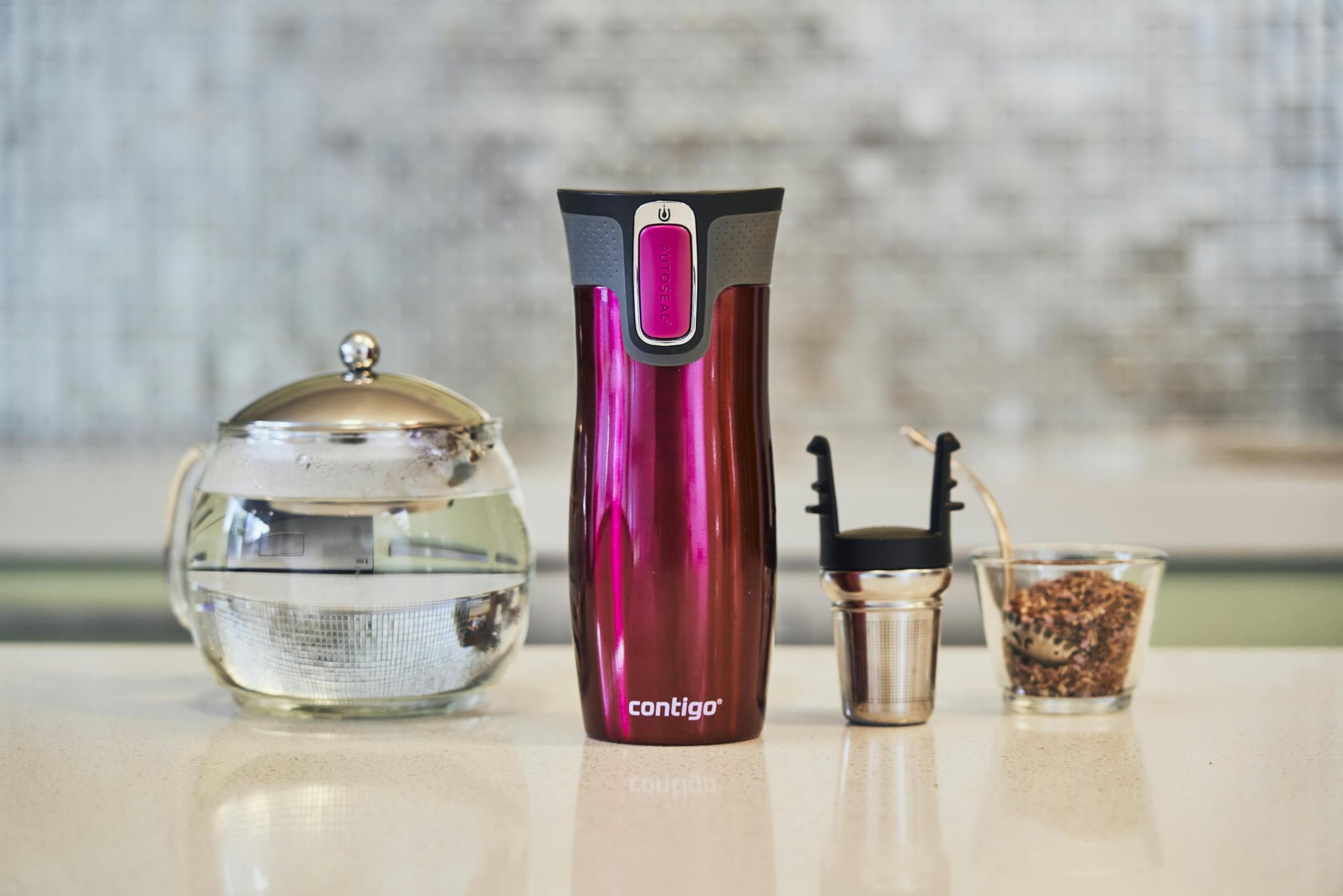contigo West Loop Autoseal Travel Mug  Stainless Steel Thermal Mug  Vacuum Flask  Leakproof Tumbler  coffee Mug with BPA Free Easy-clean Lid  470 ml  Raspberry