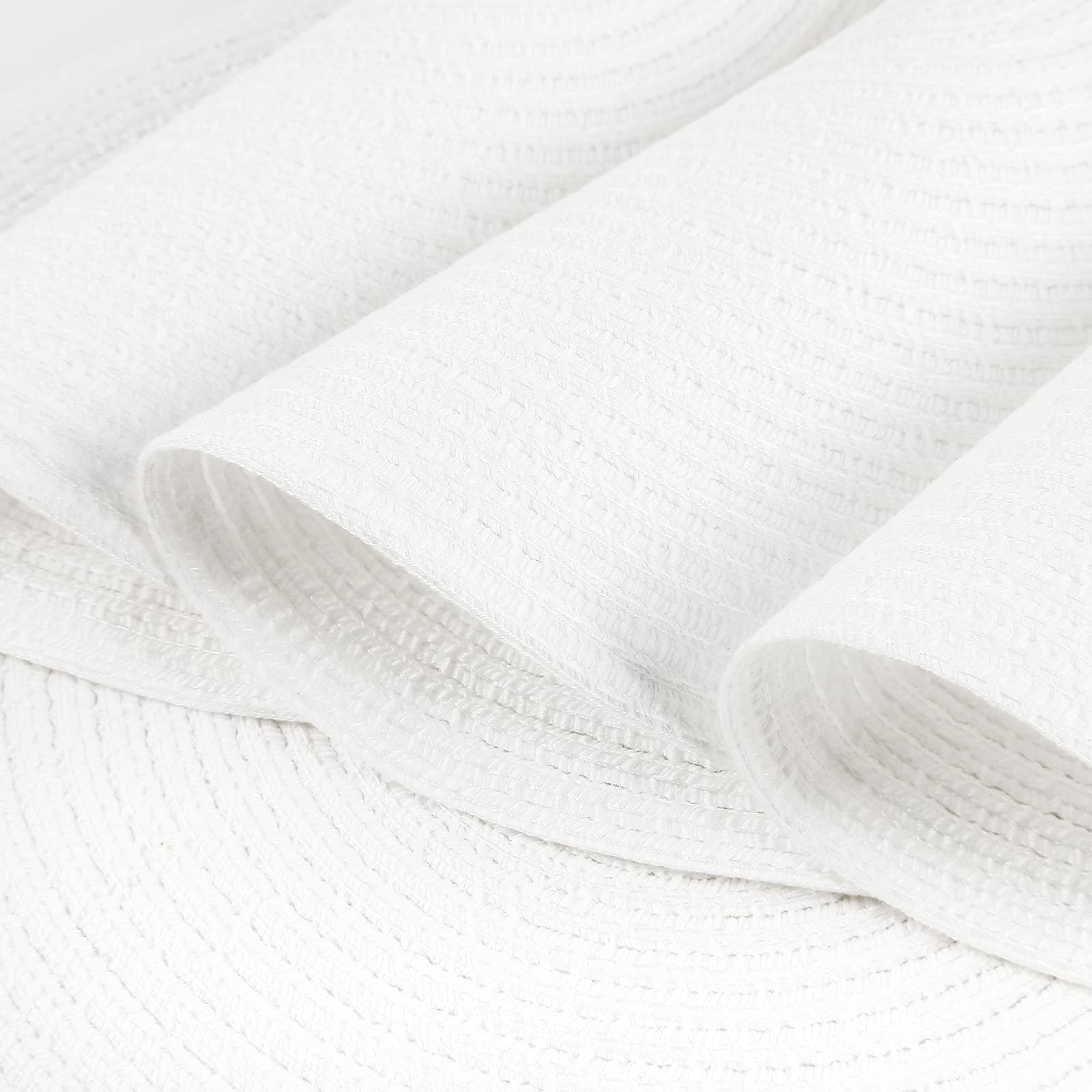 Shacos Round Braided Placemats Set Of 6 Round Table Mats For Dining Table 15 Inch Washable Cotton Polyester Place Mat (White, 6)