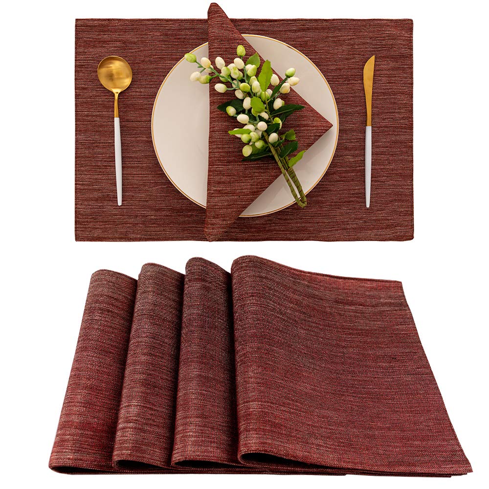 Cloth Placemats Burgundy Set Of 4 - Spring Garden Home Rectangle Valentine'S Day Table Place Mats Table Tabletop Decoration, 13X