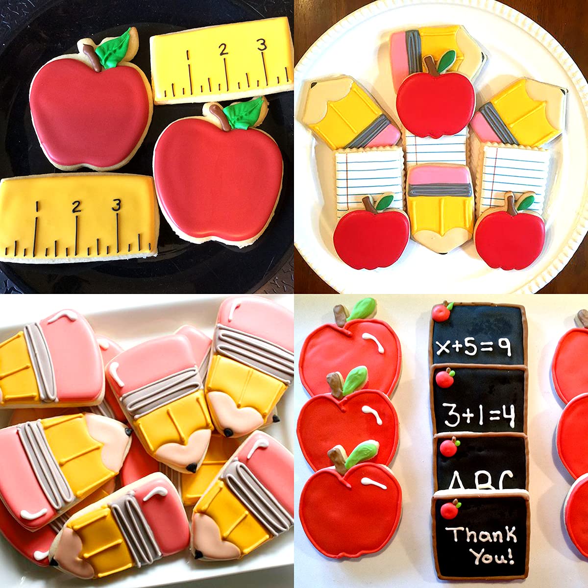 Fangleland Back To School Cookie Cutter Set, 7 Pack 100Th Of School Teacher Appreciation Cutters Stainless Steel With Apple Penc