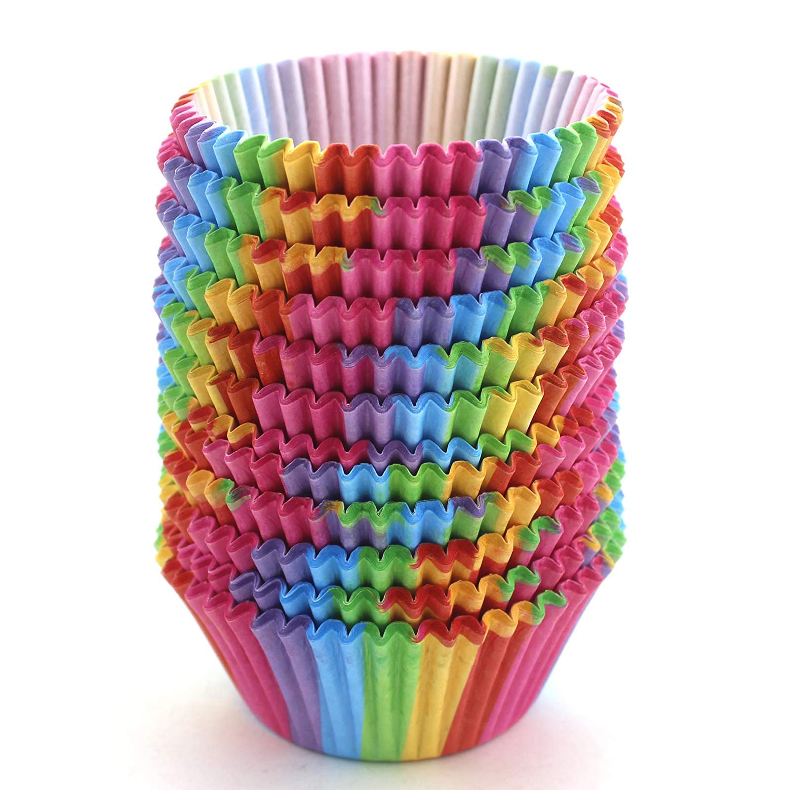 Warmbuy Rainbow Cupcake Papers Baking Cup Liners, 300 Pcs