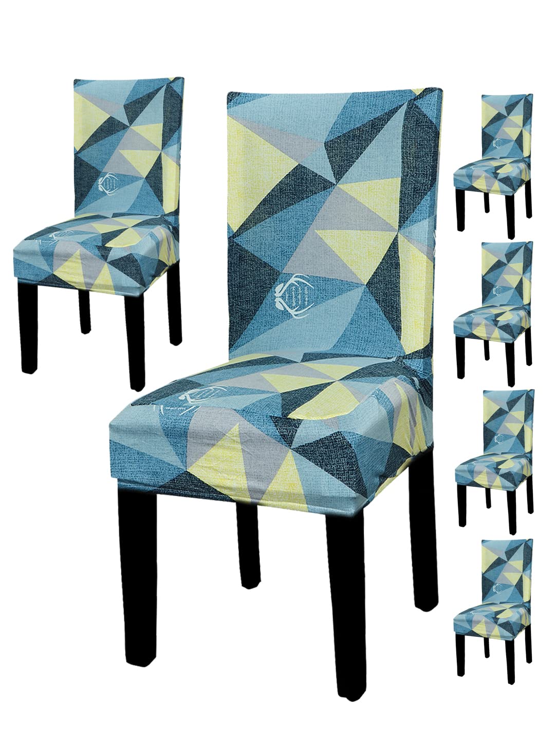 House Of Quirk Polyester Geometric Elastic Chair Cover Stretch Removable Washable Short Dining Chair Cover Protector Seat Slipco