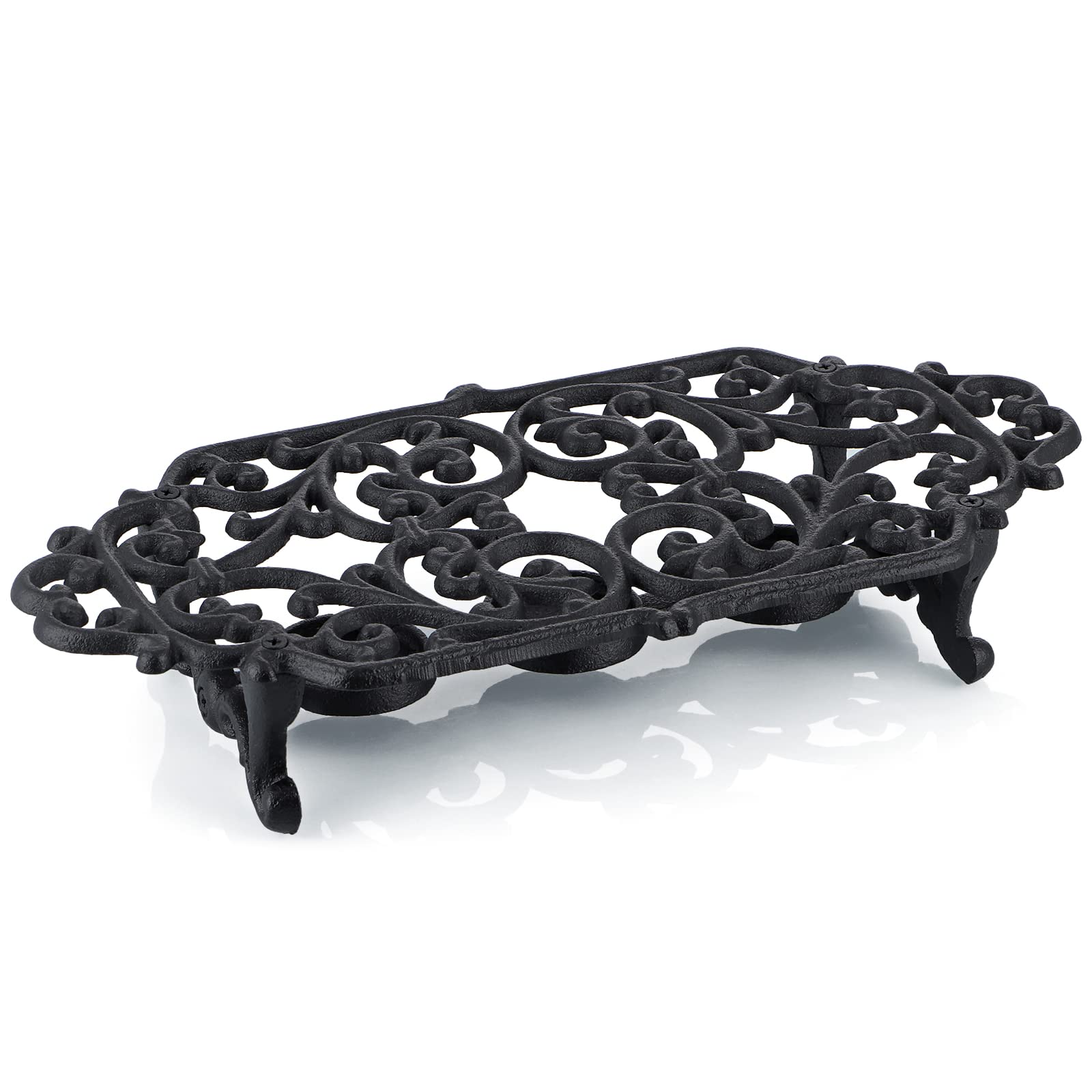 MOLIGOU Cast Iron Teapot Warmer, Teapot Warmer Stand with 3 Tealight Candle Holders, Teapot Heater Base