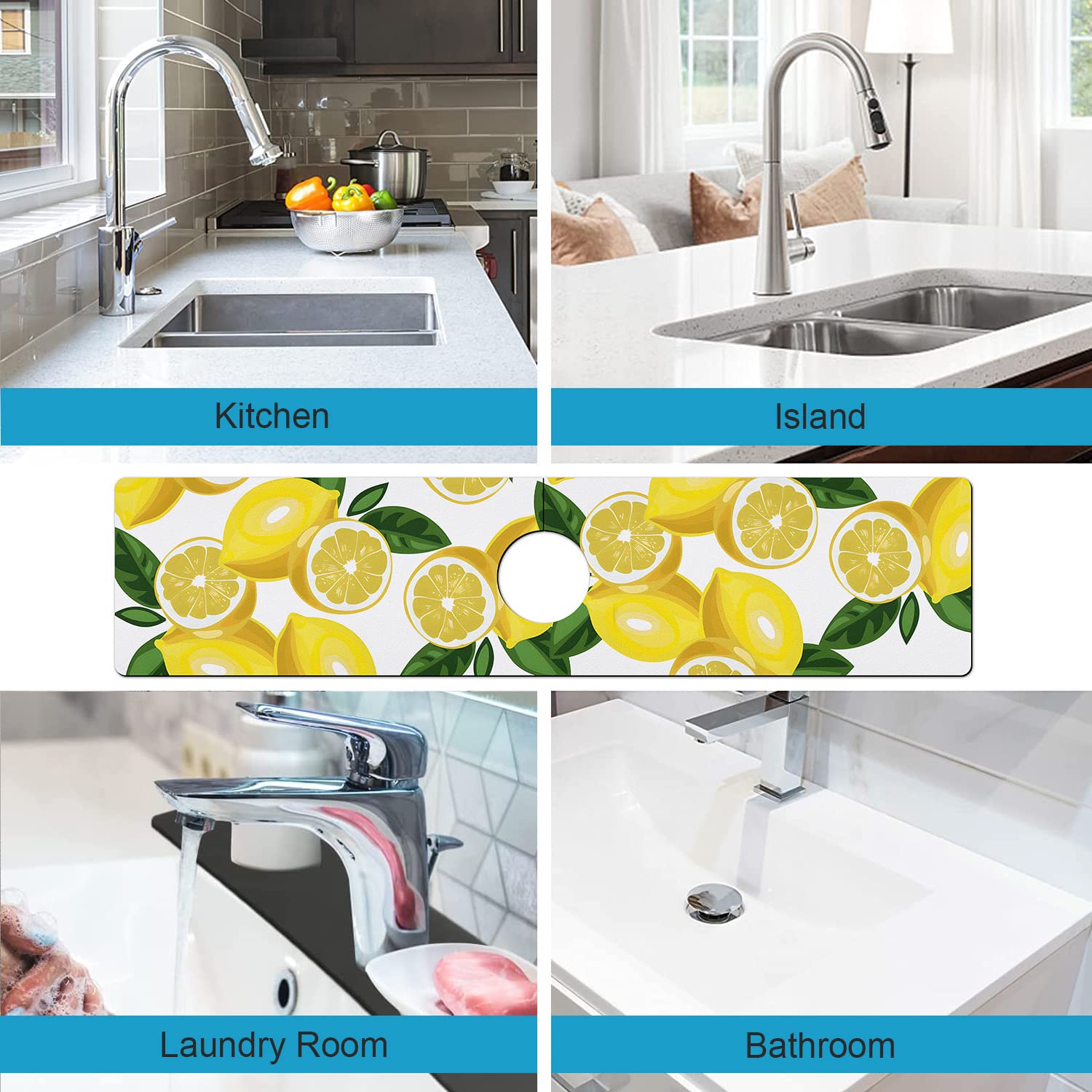 Kitchen Sink Splash Guard Faucet Mat Super Absorbent Fast Drying Mat Sink Gadgets Splash Guard Behind Faucet Drip Catcher For Ki