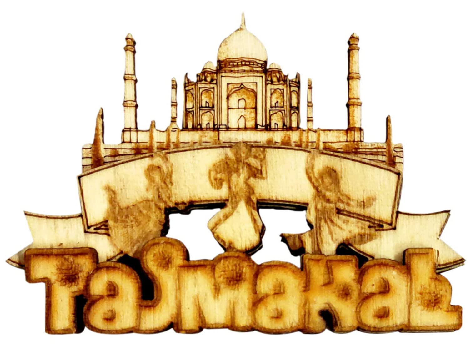 Purpledip Wooden Fridge Magnet: Indian Heritage Taj Mahal (11667A)